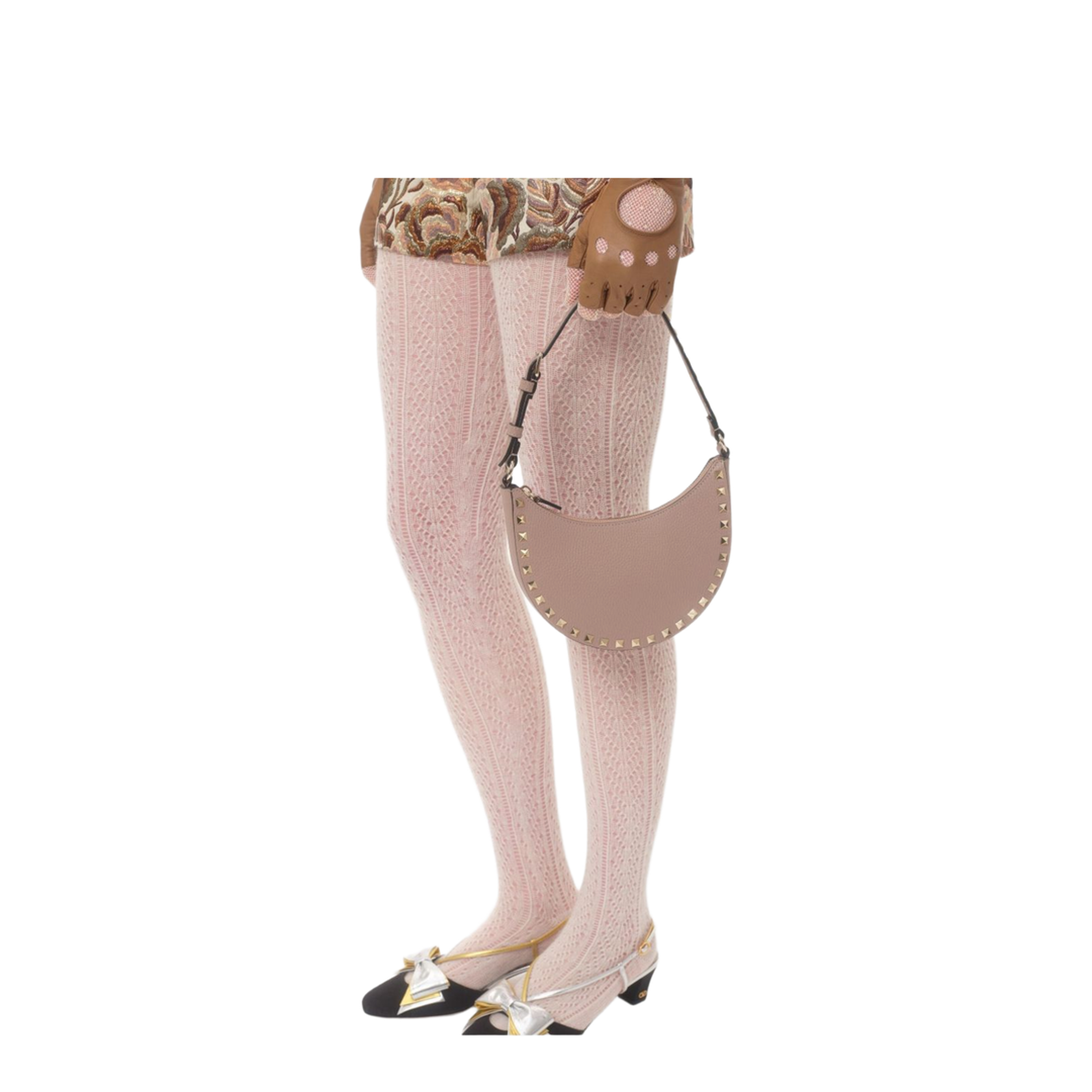 Rockstud Mini Grainy Calfskin Hobo Bag - Poudre - Image 7