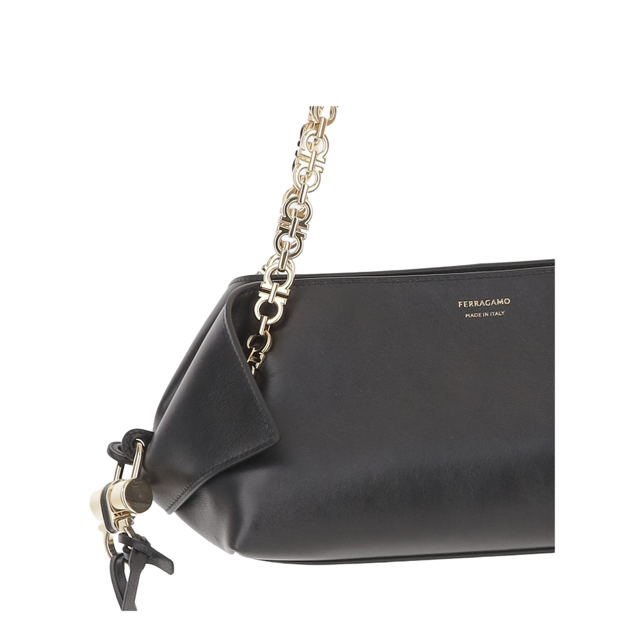 Chain Folded Small Shoulder Bag - Black - Image 4