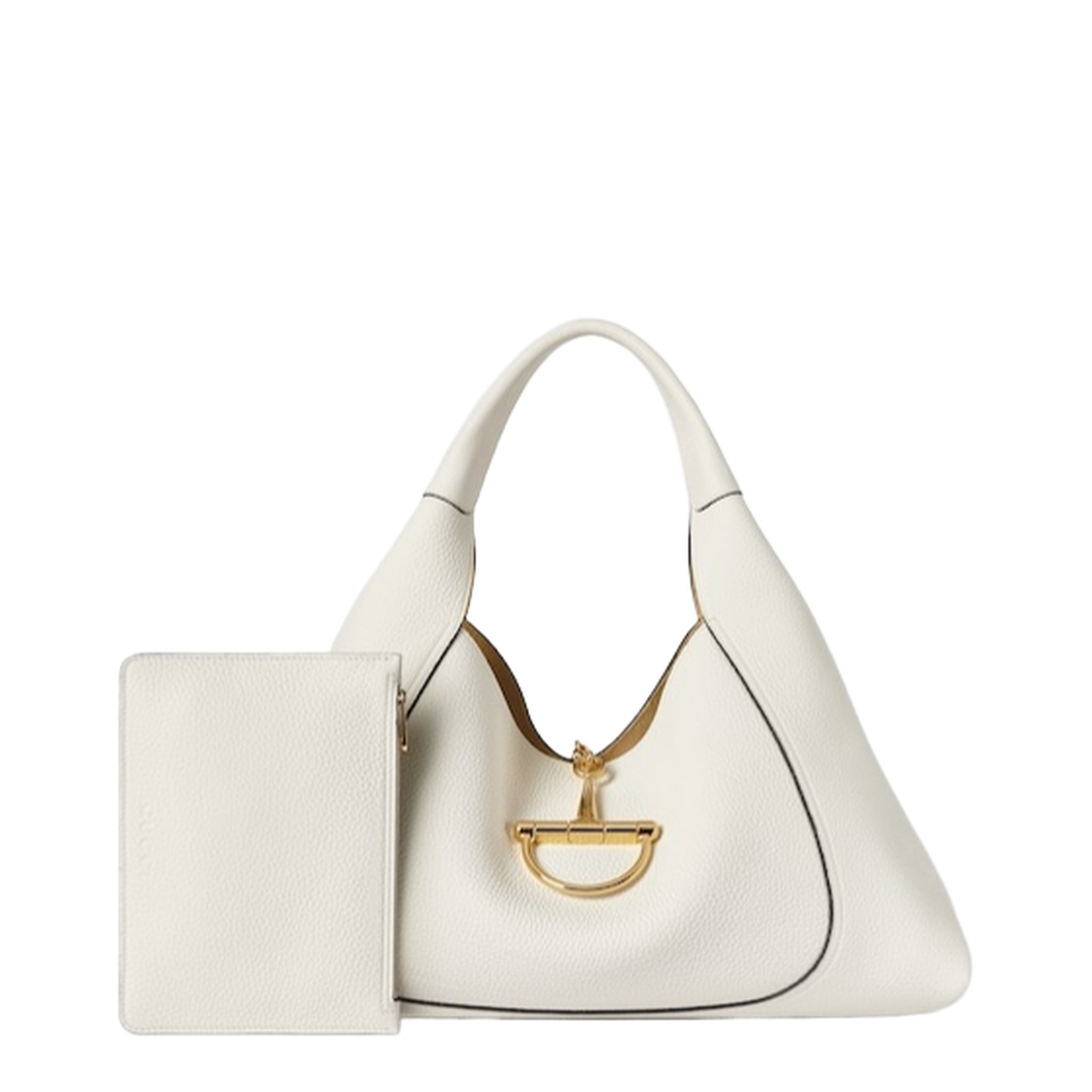 Softbit Maxi Shoulder Bag in White Leather - Image 3
