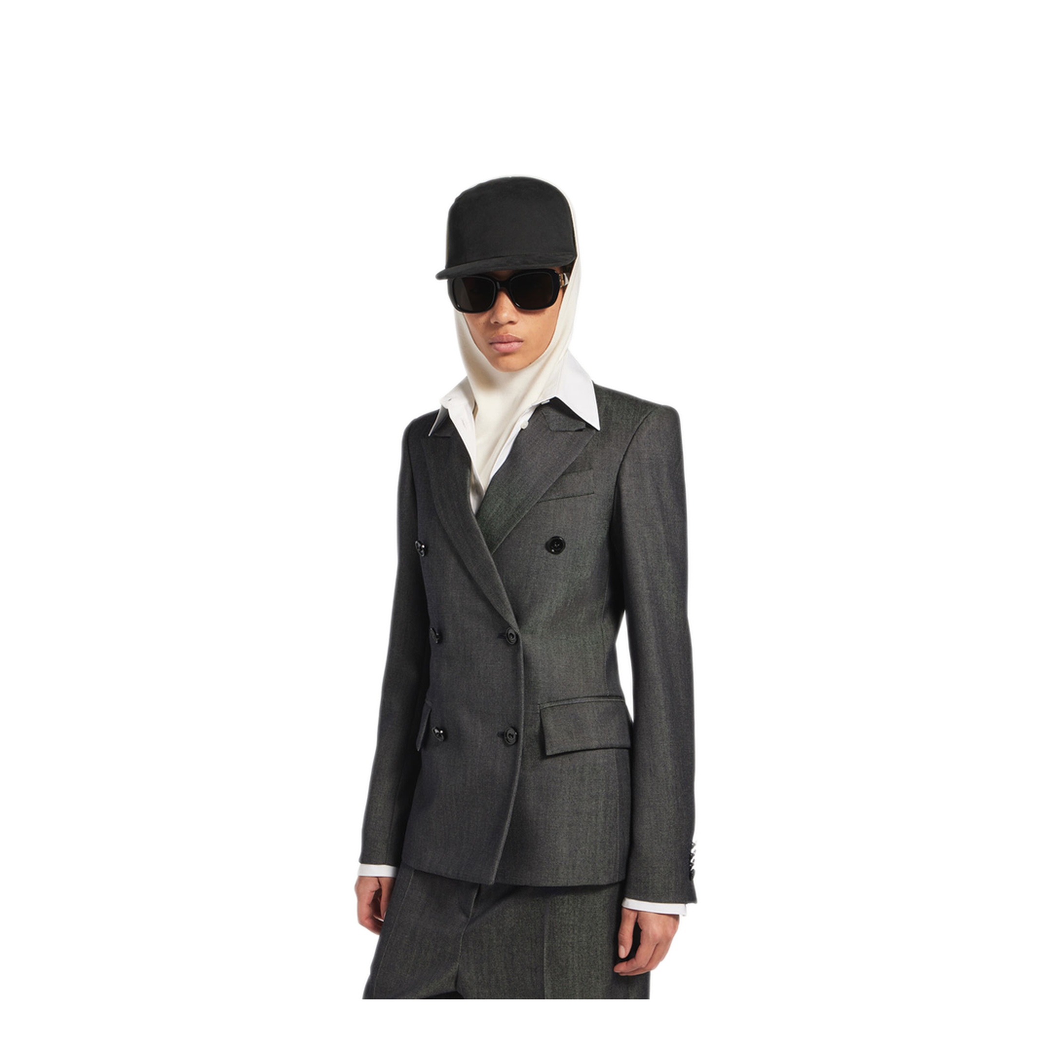 Double-Breasted Tailored Jacket in Wool Twill in Denim Look - Image 5