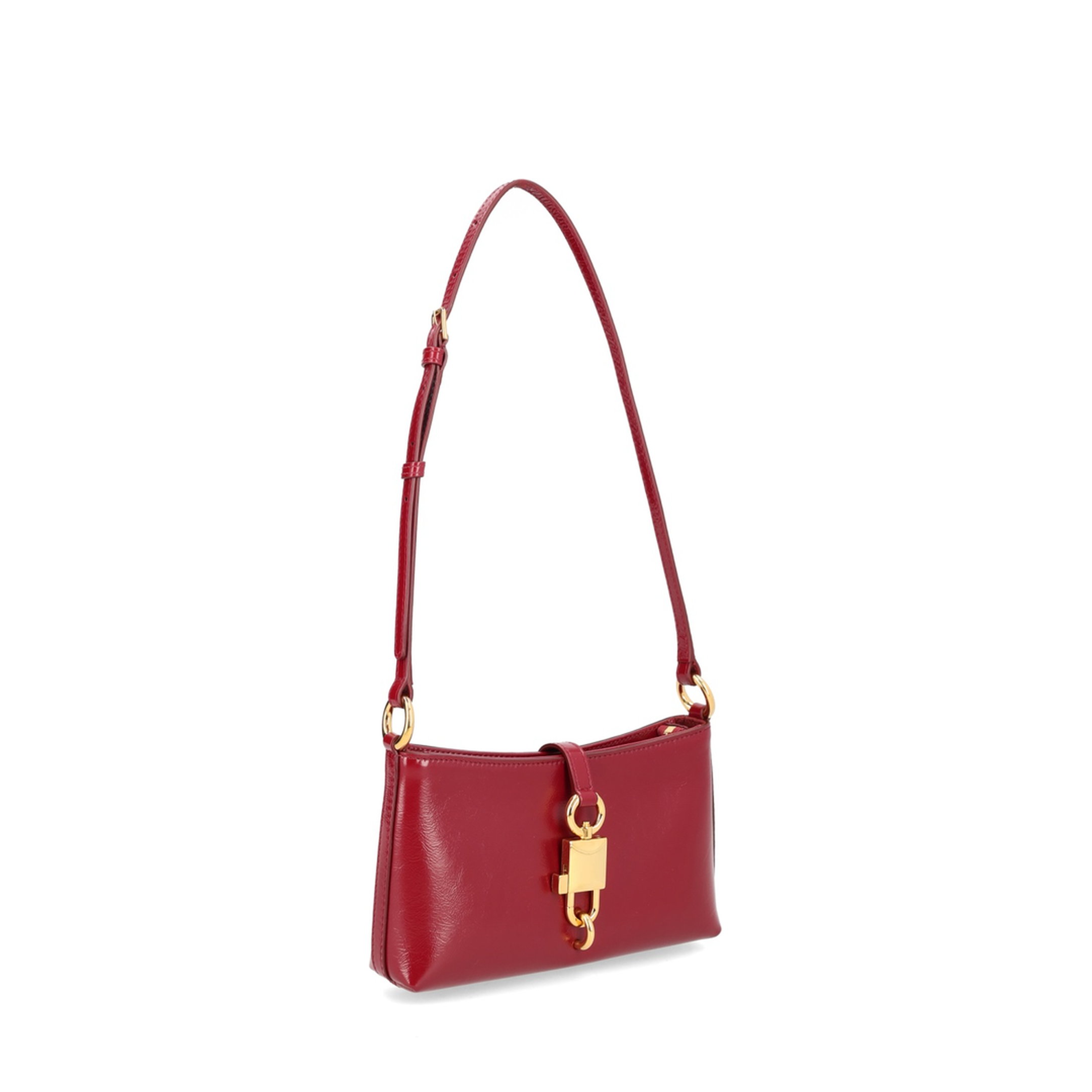 Lock Calfskin Shoulder Bag - Red - Image 2