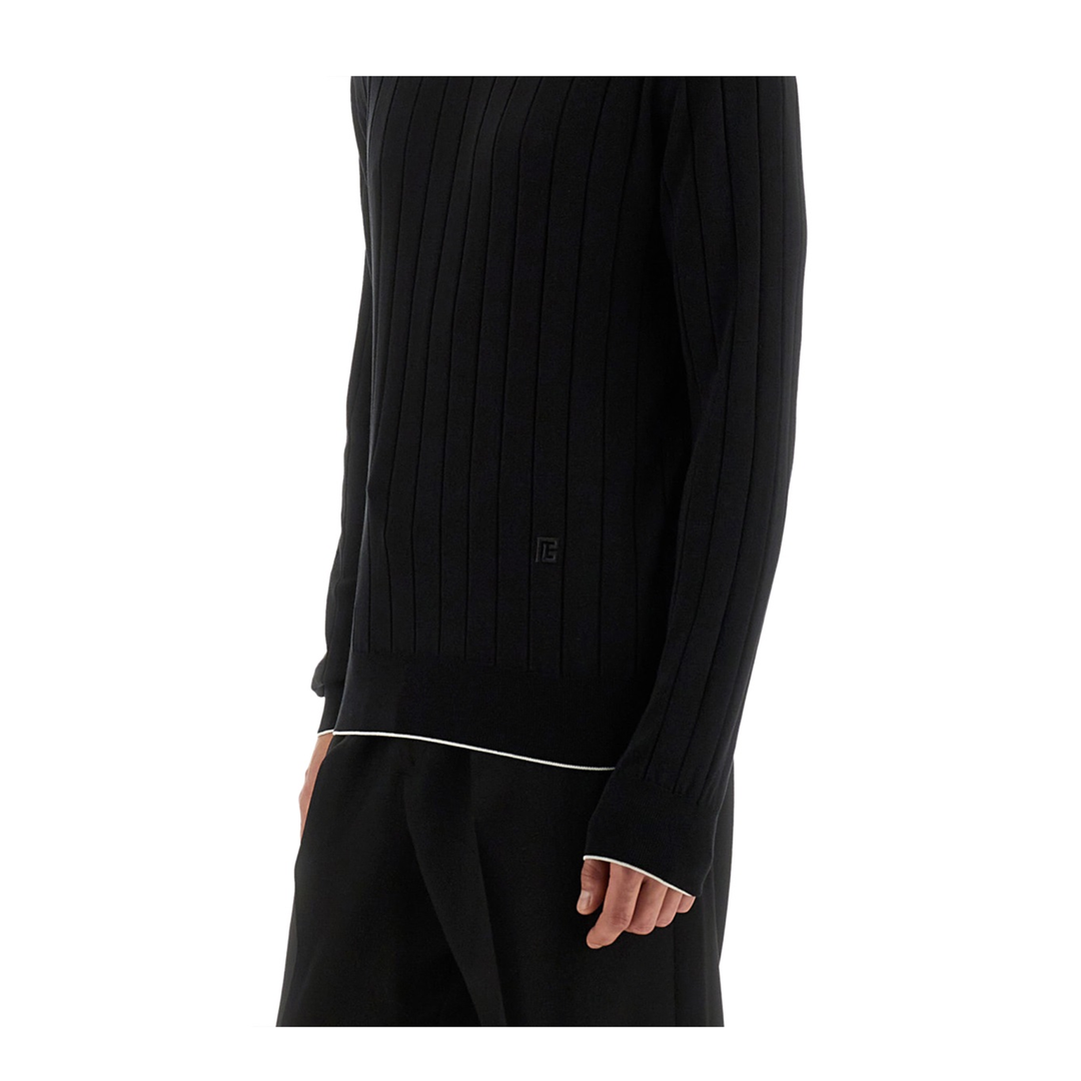 Silk and Cotton Knit PB Sweater Black - Image 4