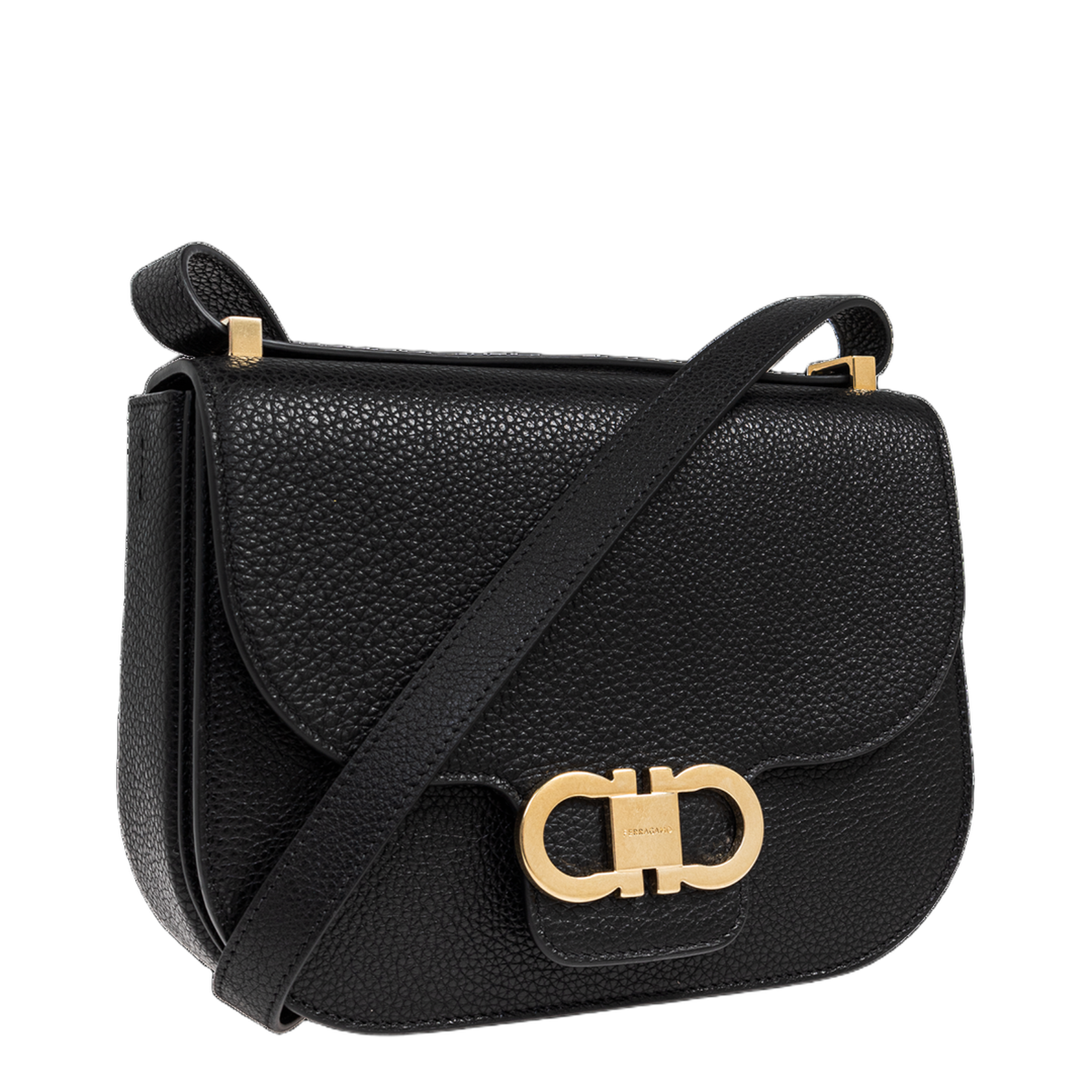 Double Gancini Shoulder Bag in Black - Image 4