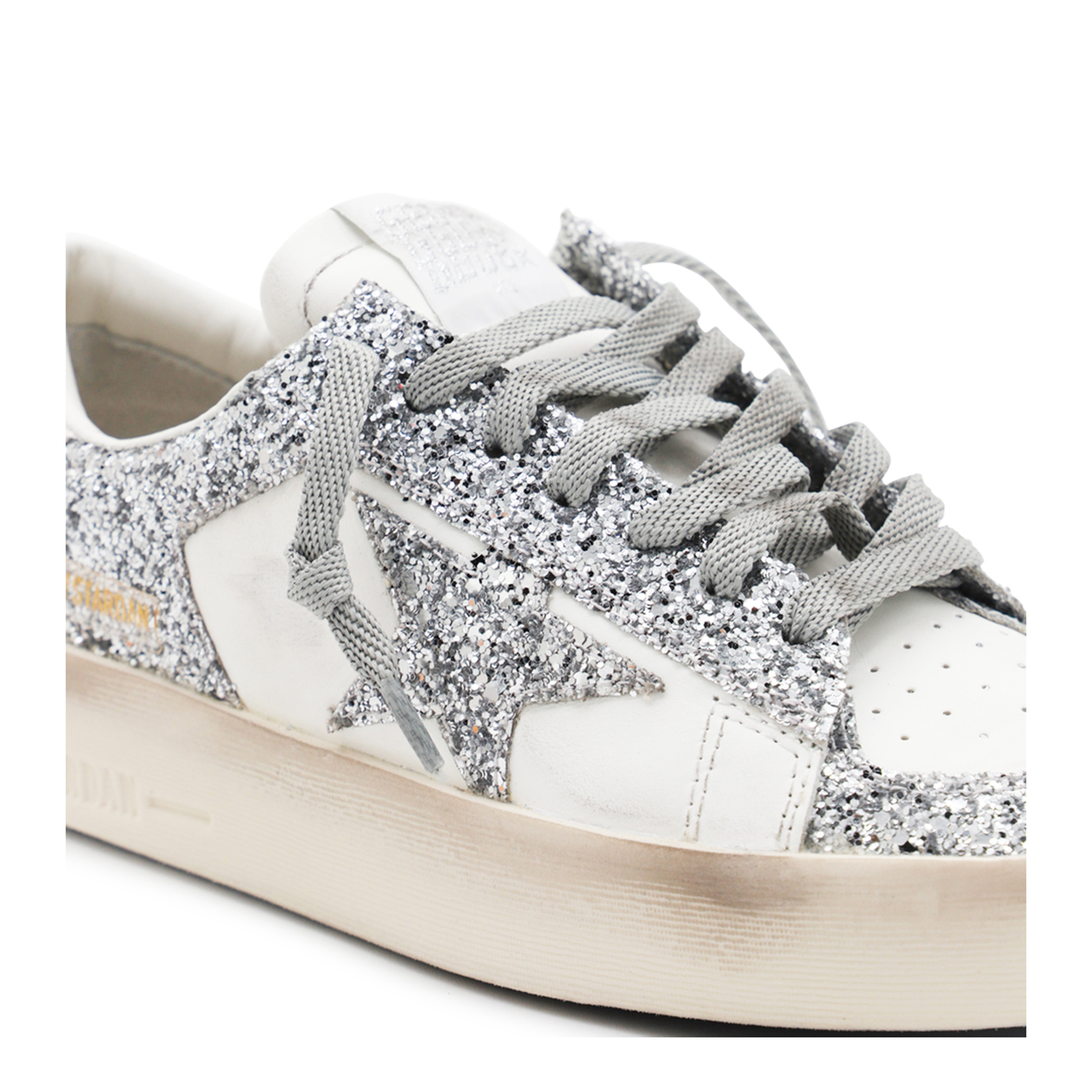 Stardan Sneakers in White and Silver Glitter - Image 4