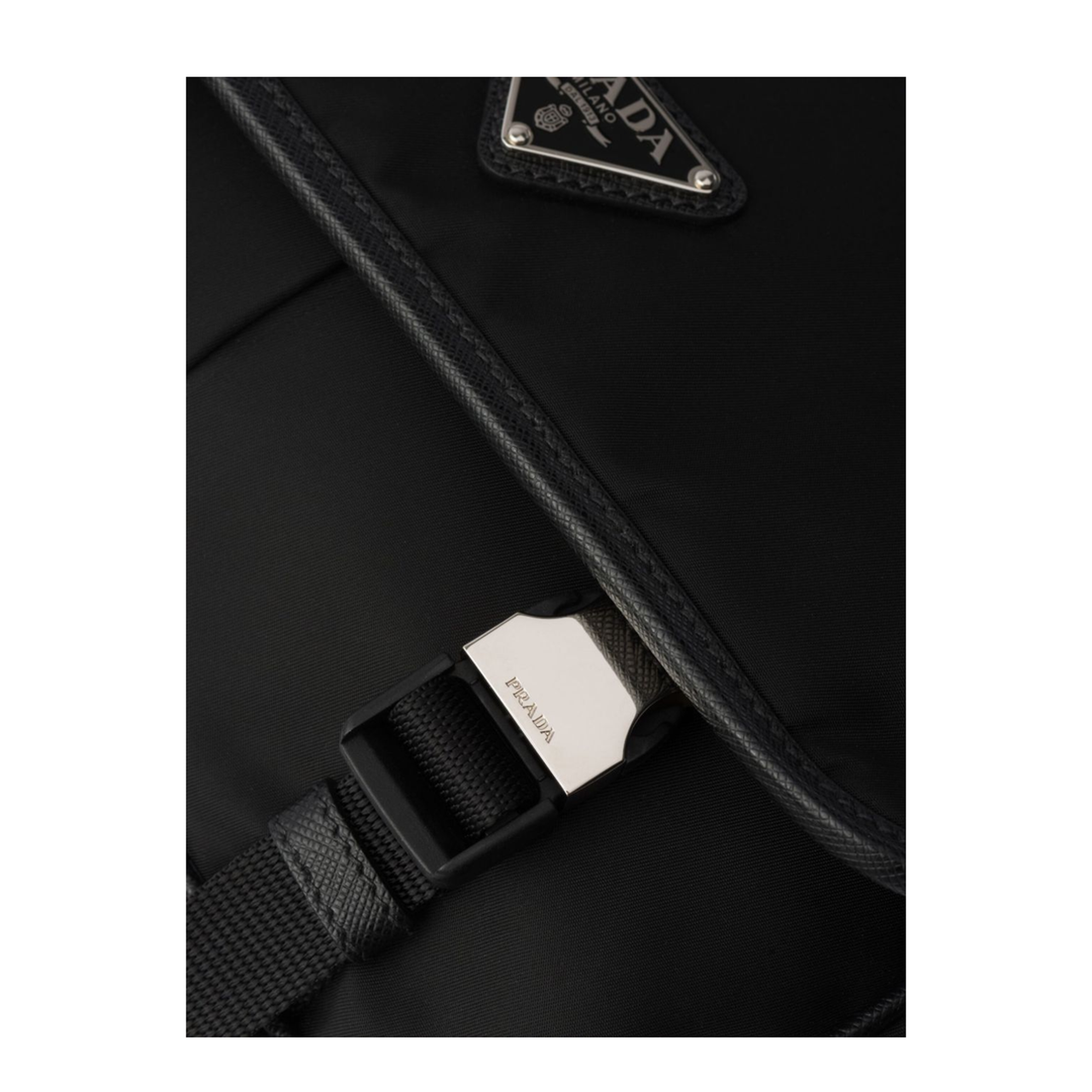 Re-Nylon Saffiano Leather Shoulder Bag - Black - Image 6