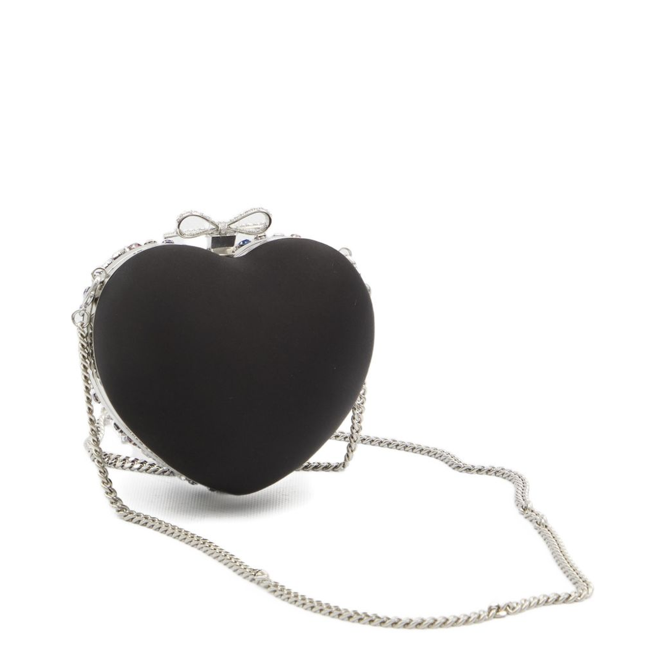 Multi Crystal Heart Clutch - Black - Image 2