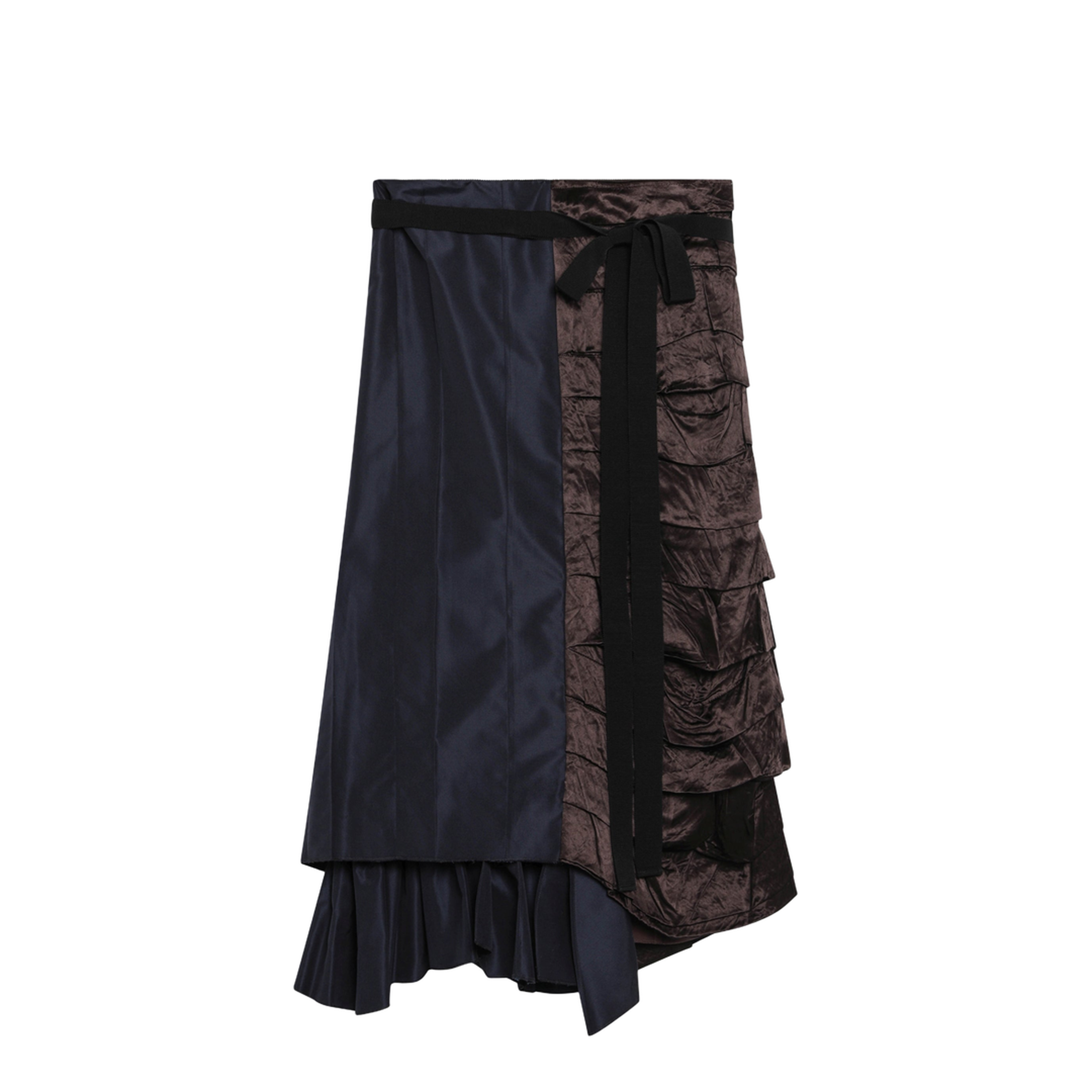Blue Patchwork Faille Wrap Skirt - Image 1
