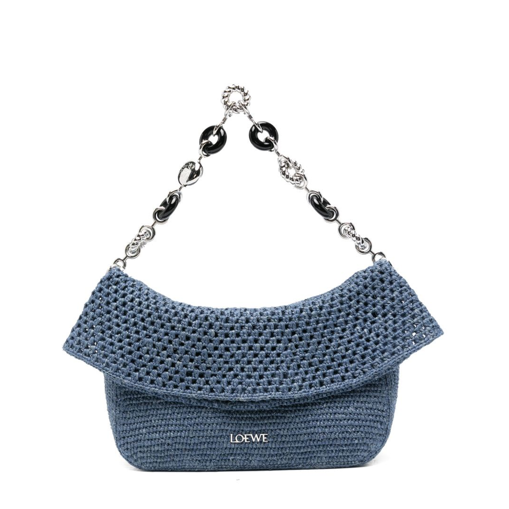 Ola Medium Crochet Shoulder Bag - Denim Blue - Image 1