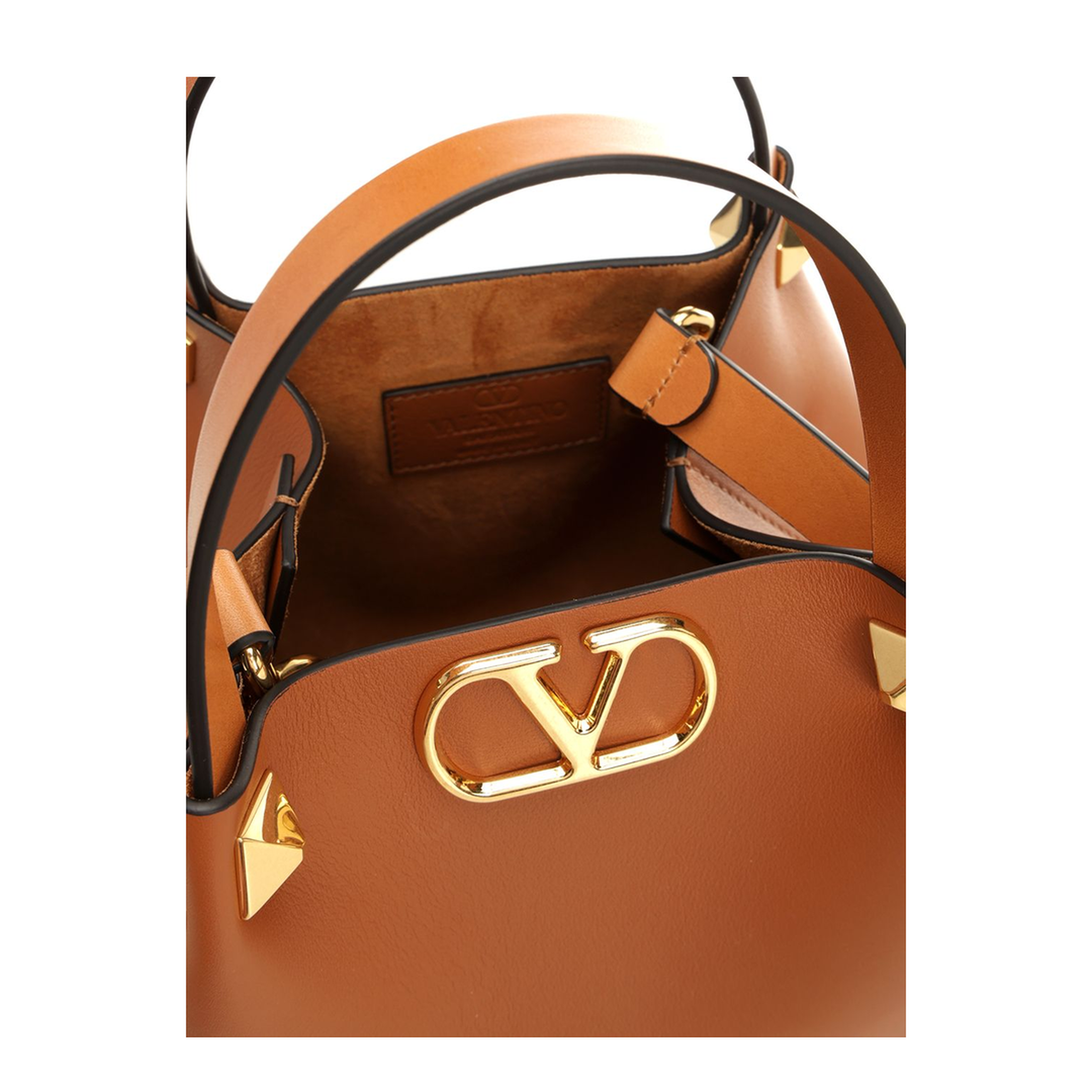 VLogo Signature Small Calfskin Shopping Bag - Caramel/Brown - Image 4