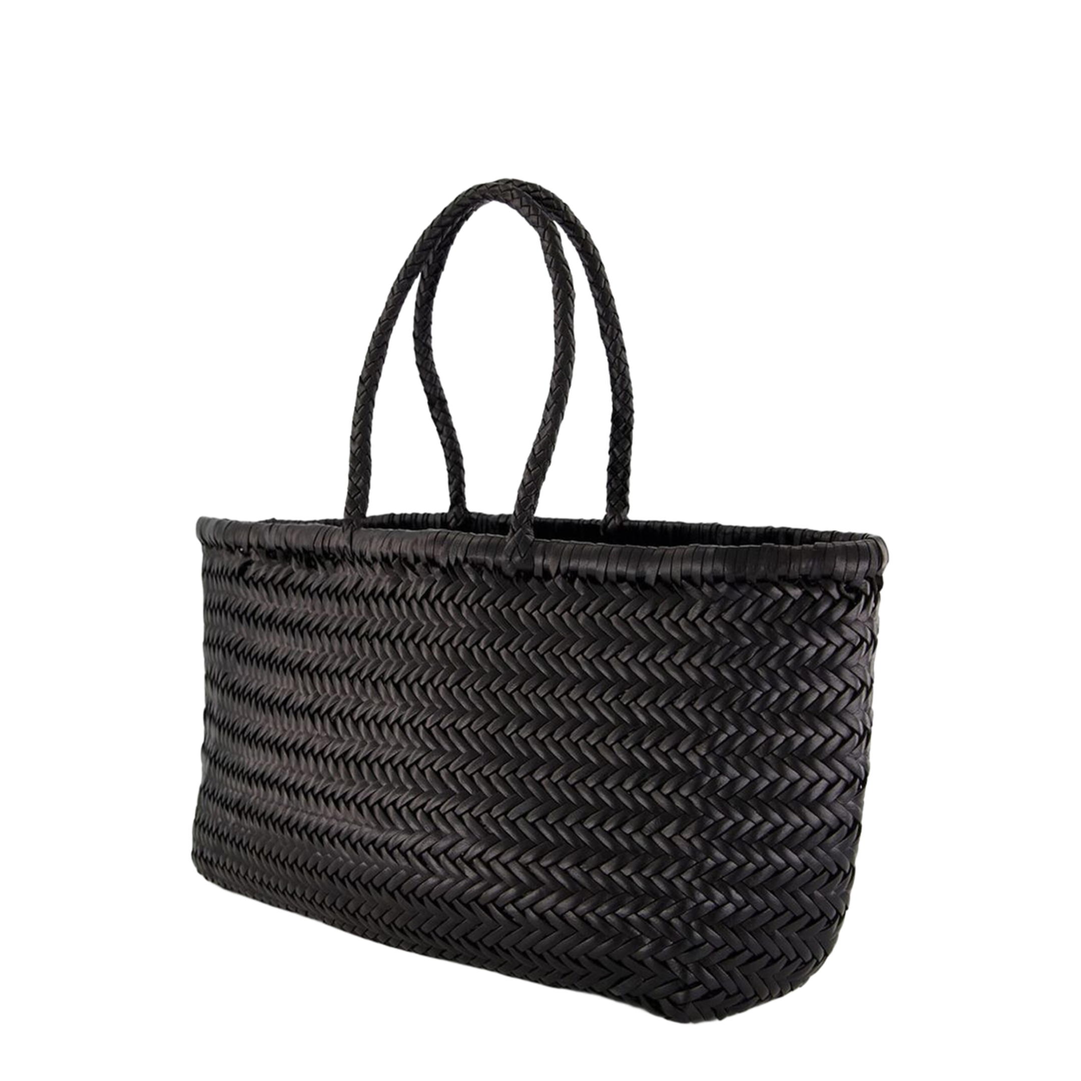 Triple Jump Medium Buffalo Leather Tote Bag - Black - Image 3