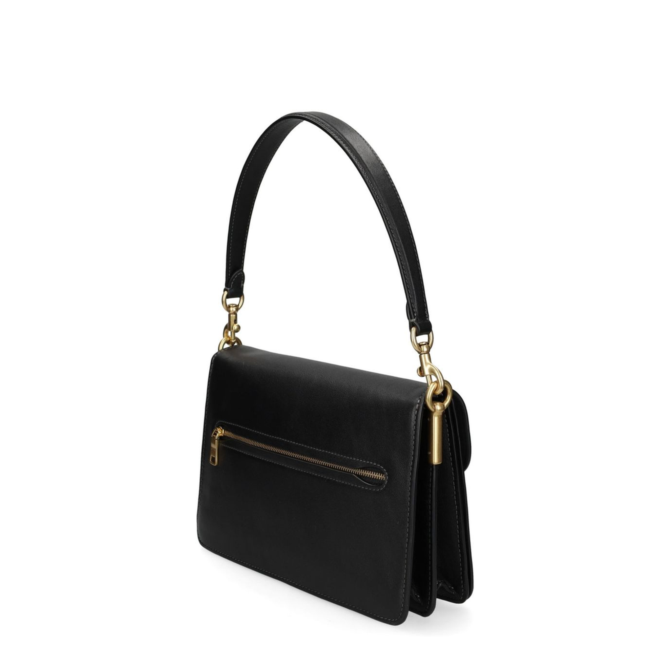 Tabby One Size Soft Grain Leather Shoulder Bag - Brass/Black - Image 4