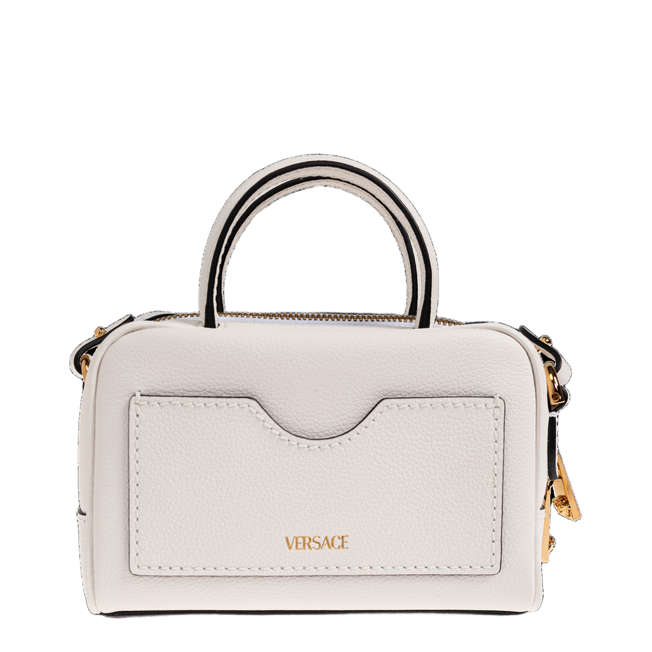 Medusa Plaque Perforated Hand Bag White - Image 1