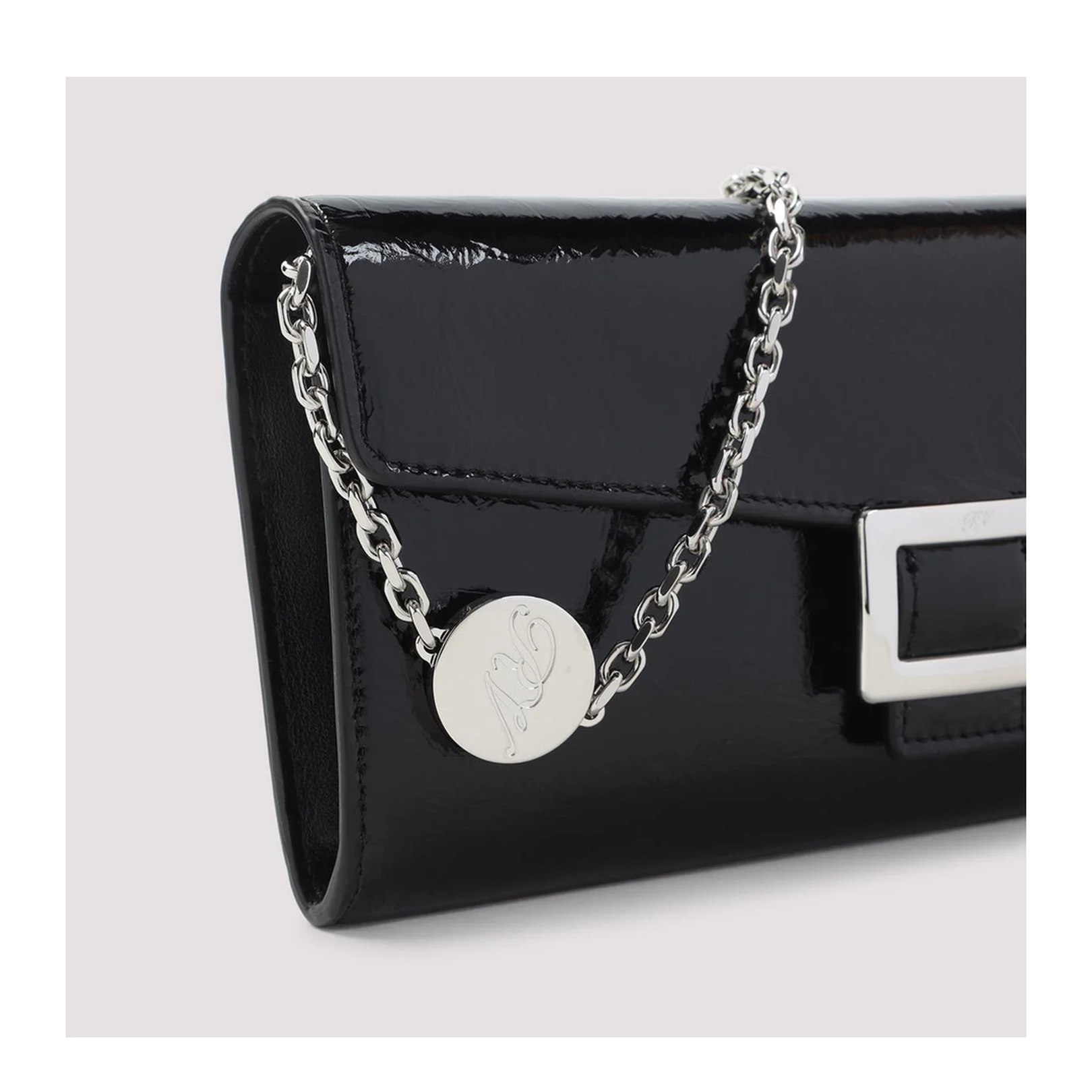 Wallet On Chain In Patent Leather Black - Image 3