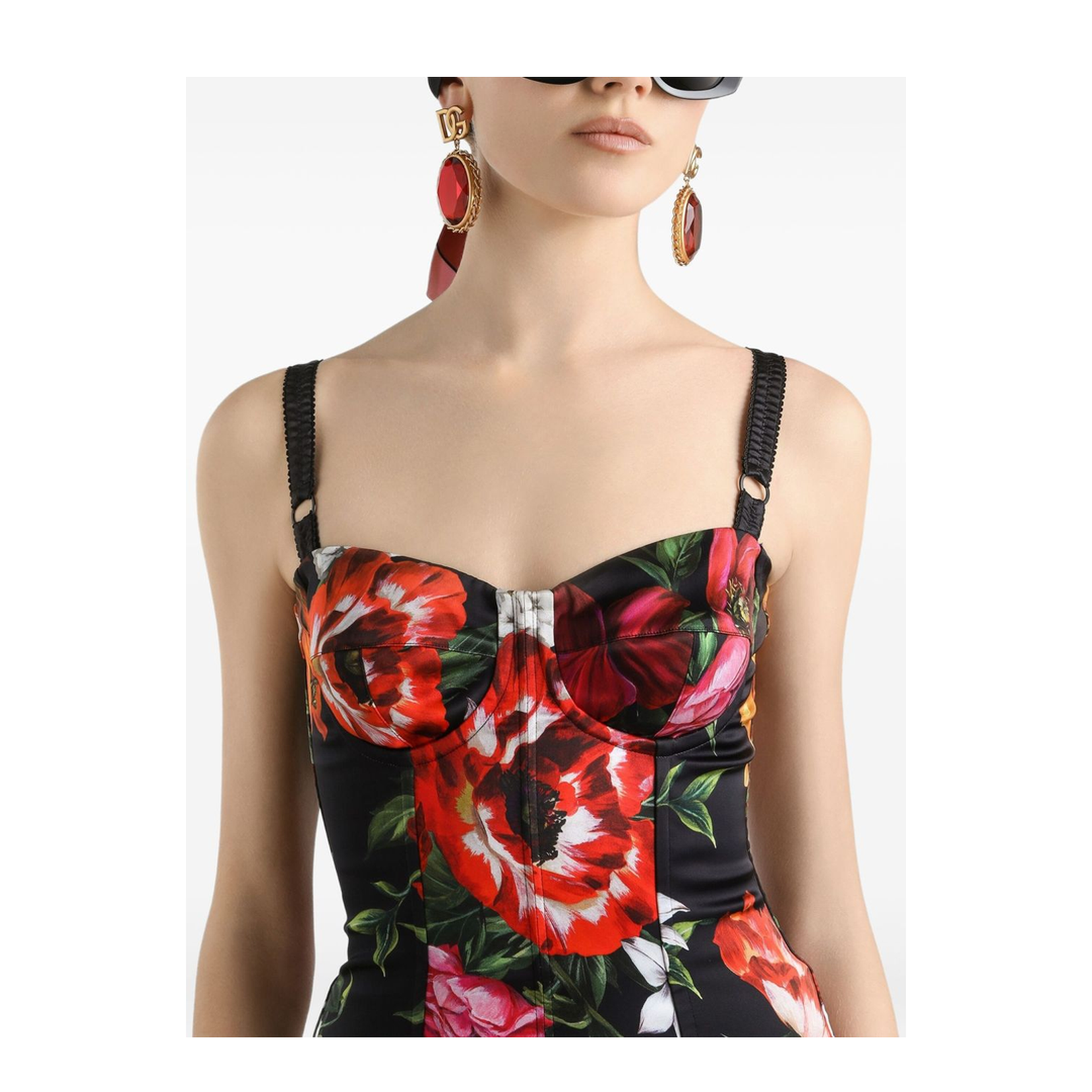 Flower-print satin dress - Image 4
