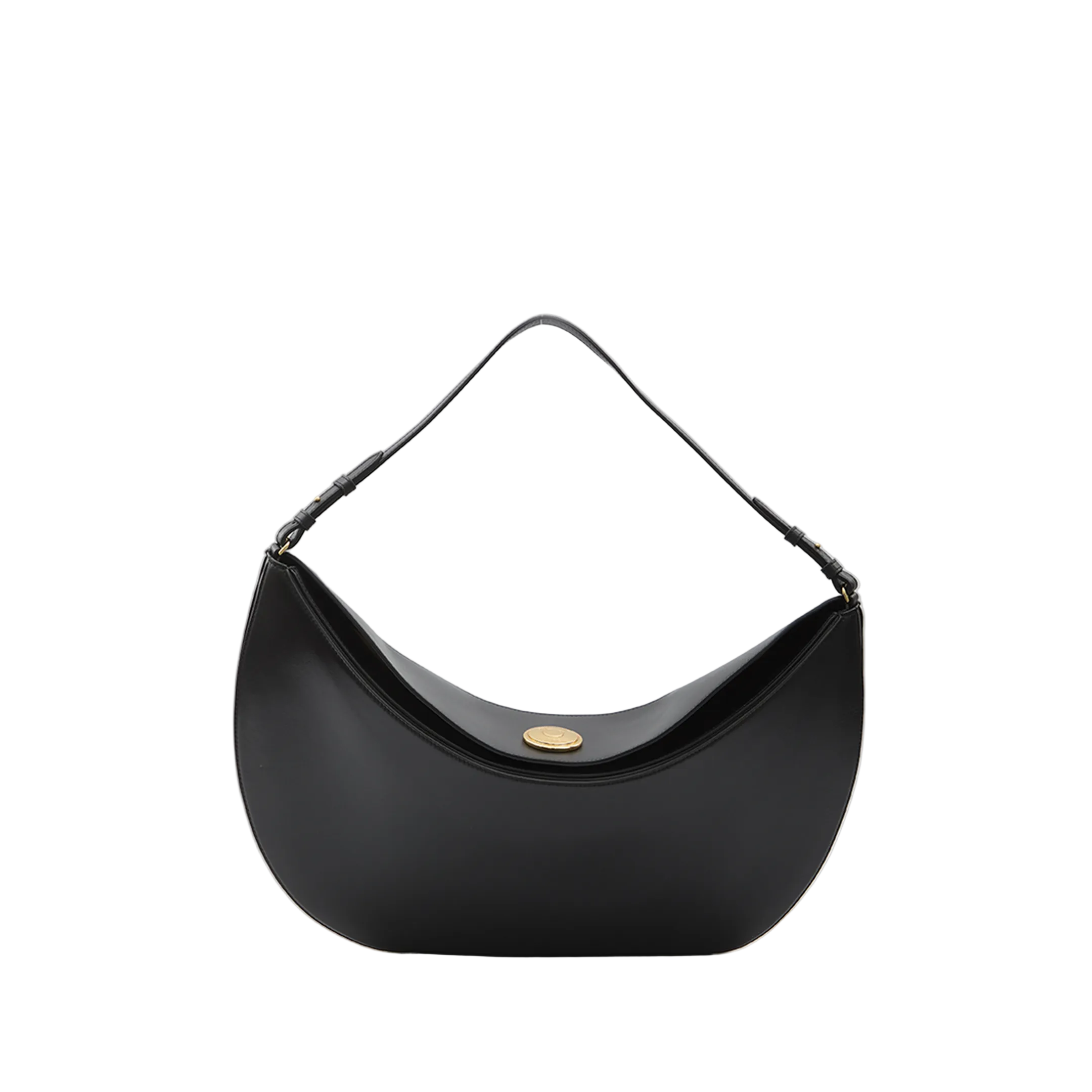 Large Calf Leather Hobo Bag - Black - Image 1