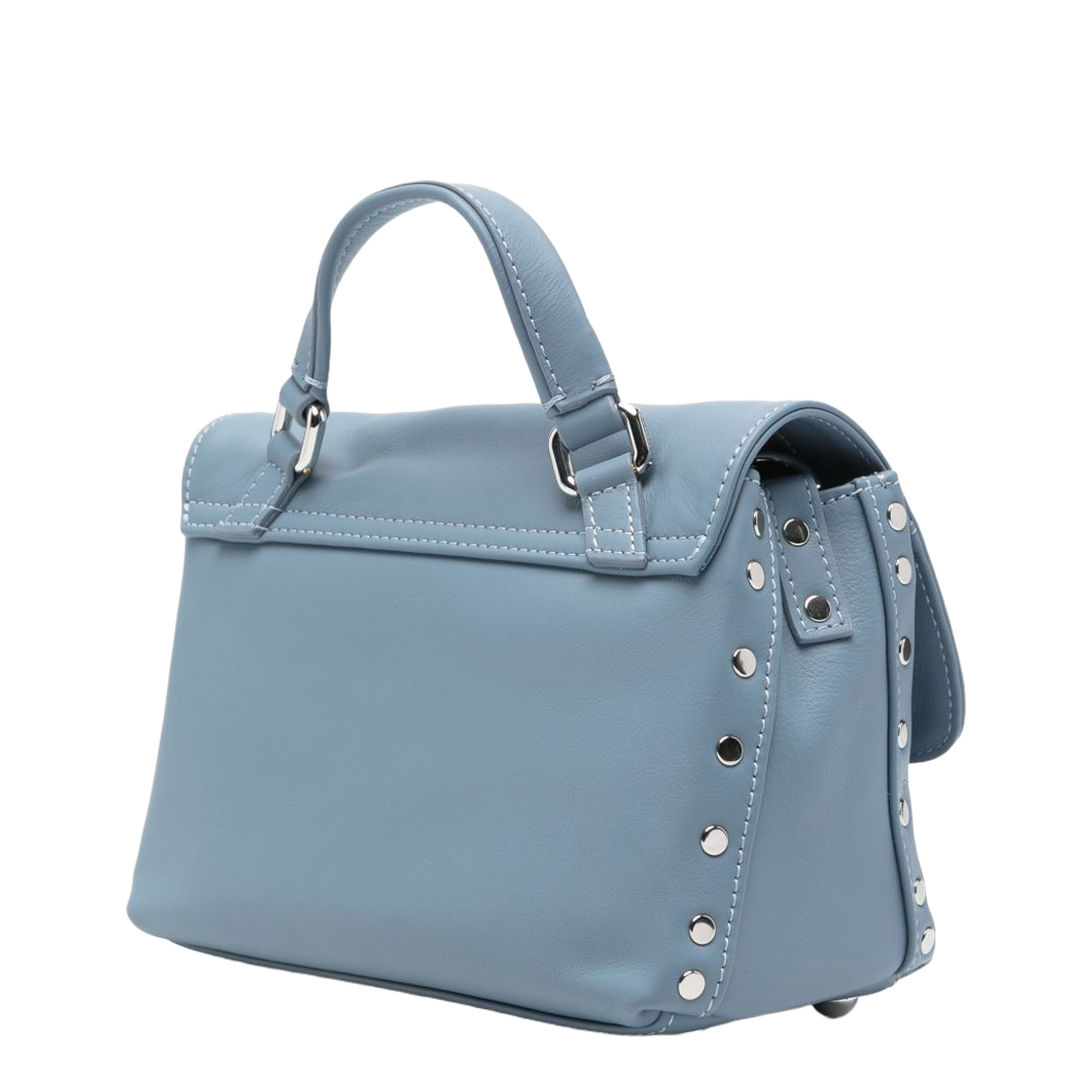 Postina Baby Leather Top-Handle Bag - Clear Blue - Image 3