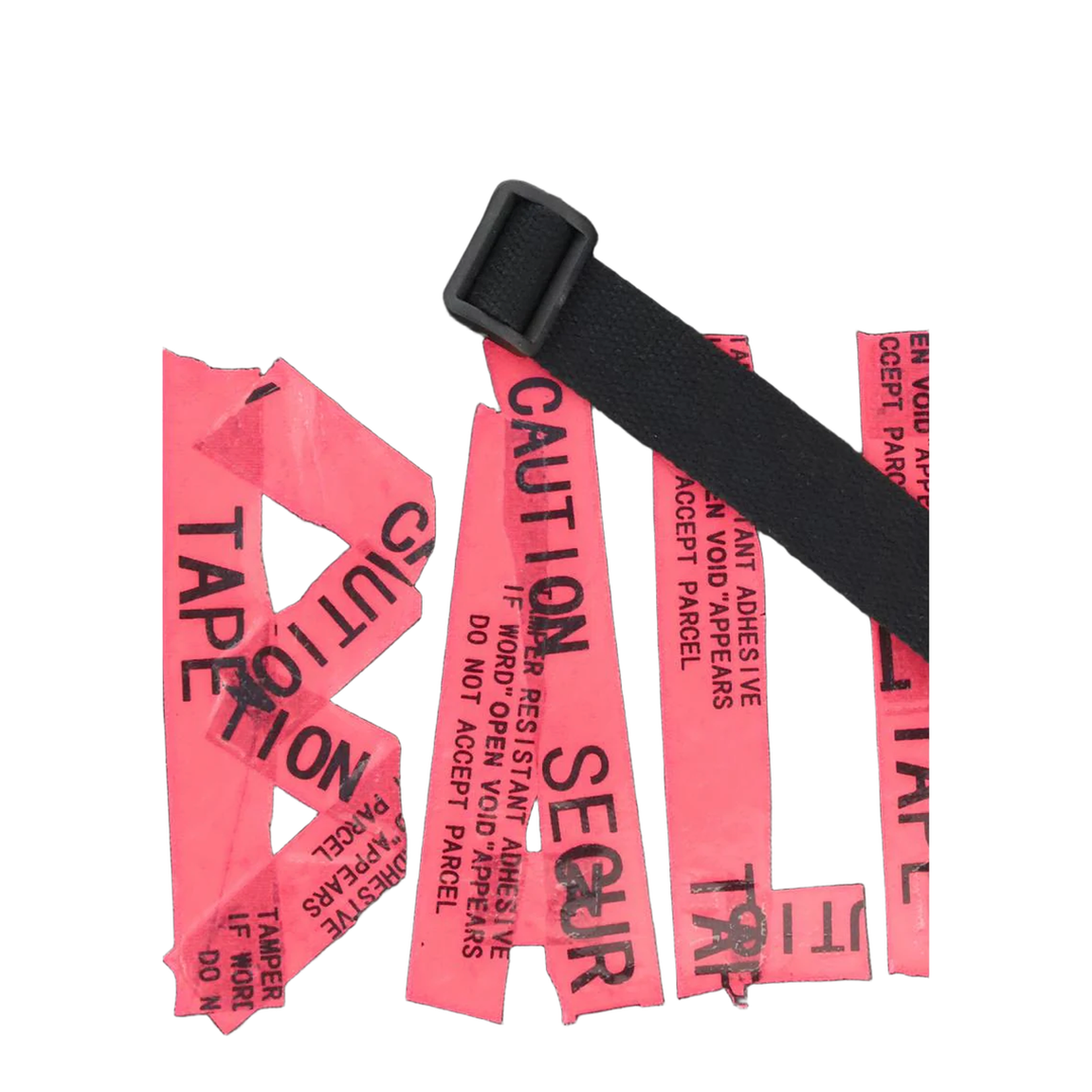 Tape Type Flap Messenger Bag Small in Black/red - Image 4