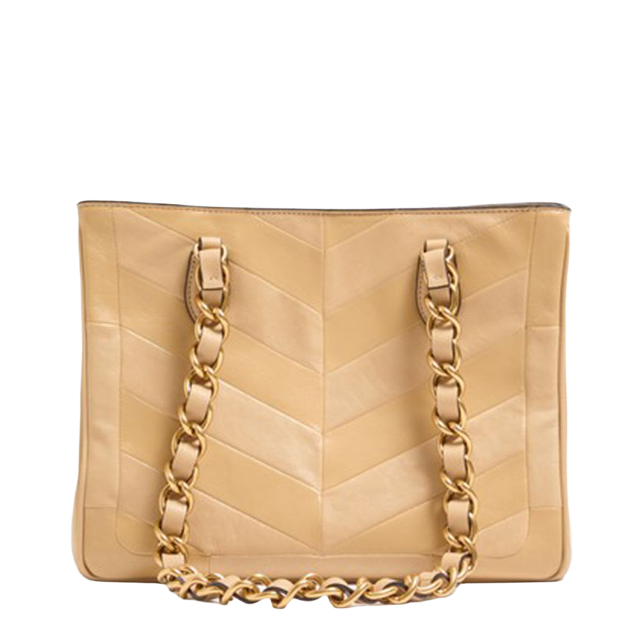 Laseine Chevron-Pattern Nappa Leather Tote Bag - Black - Image 3