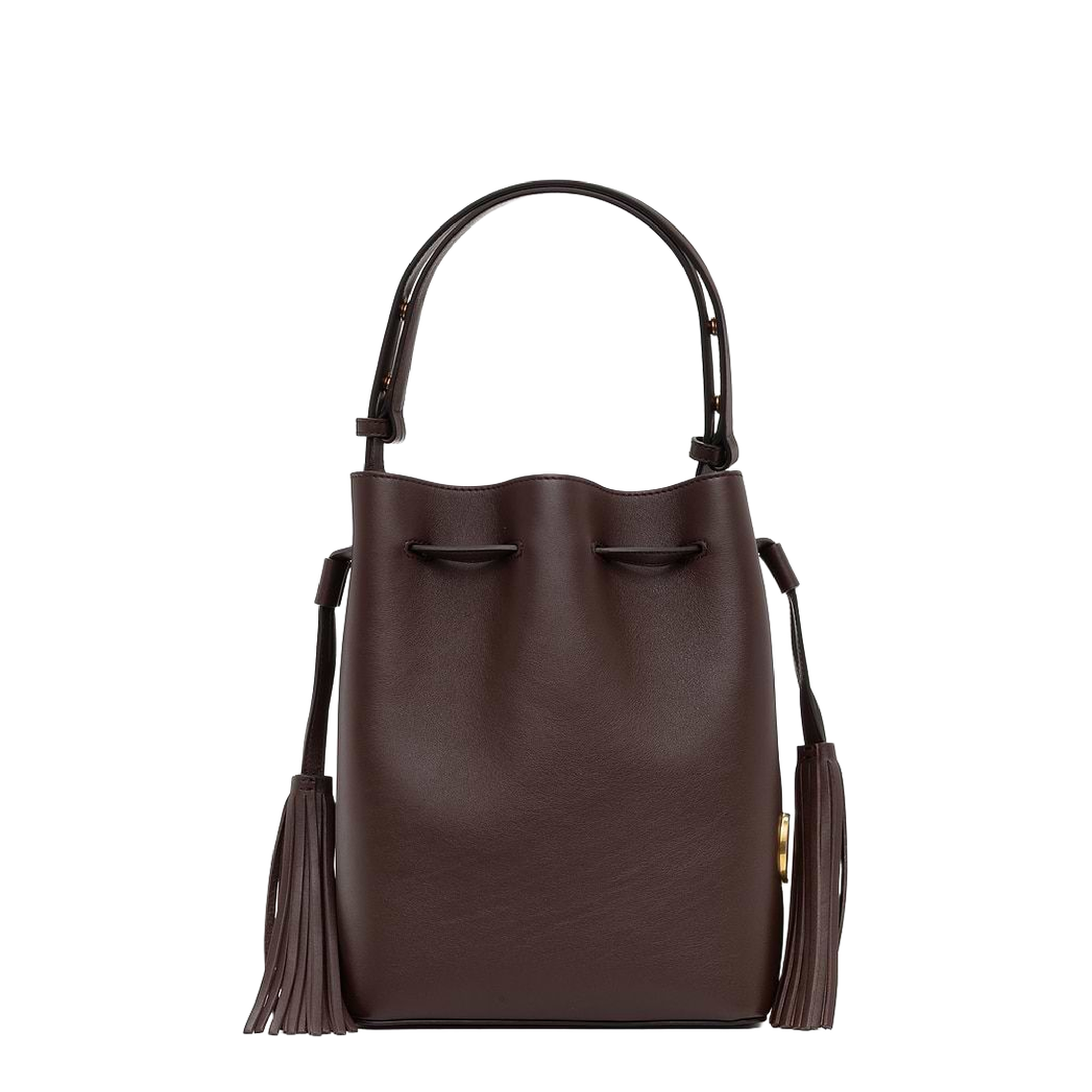 So Seau Medium Leather Bucket Bag - Dark Coffee - Image 5