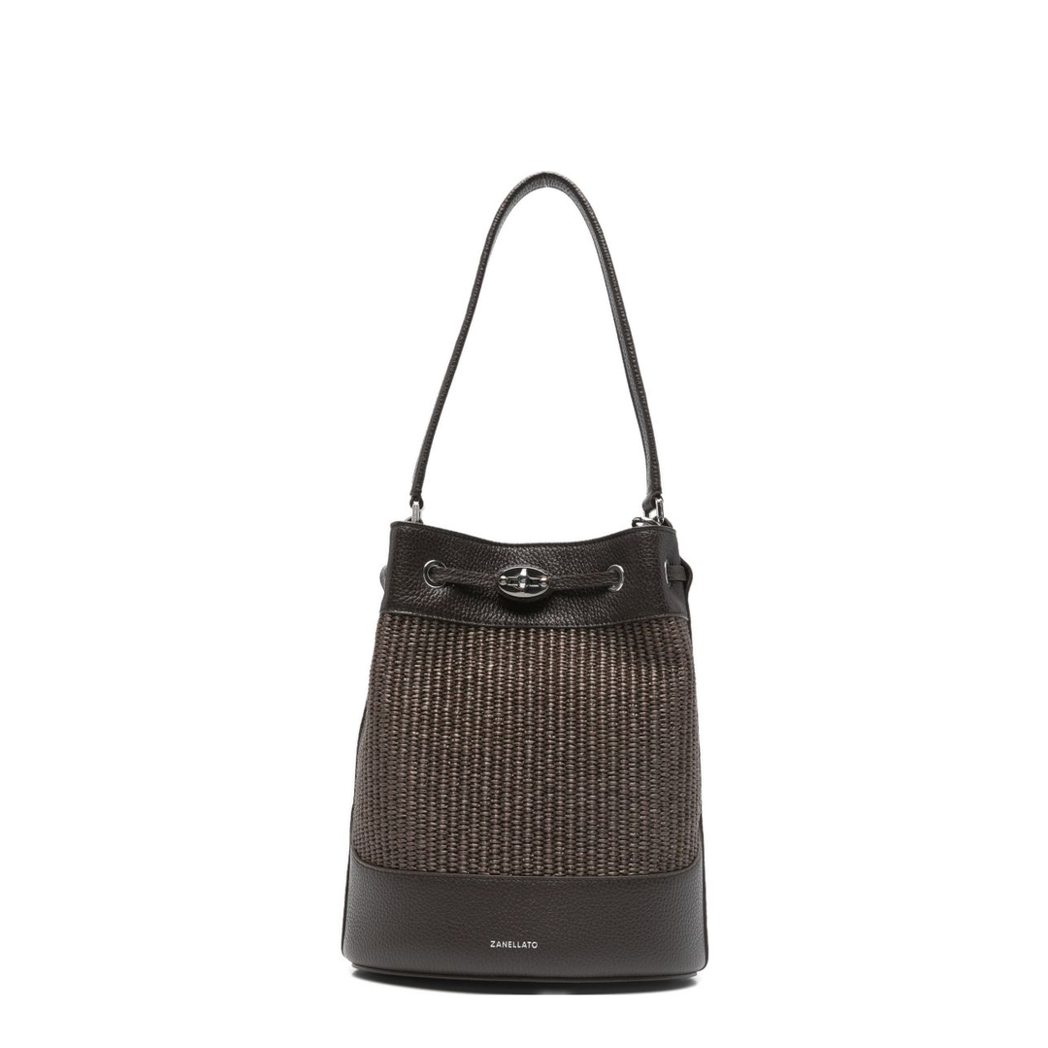 Mondà Small Wicker Bucket Bag - Brown Underground - Image 1