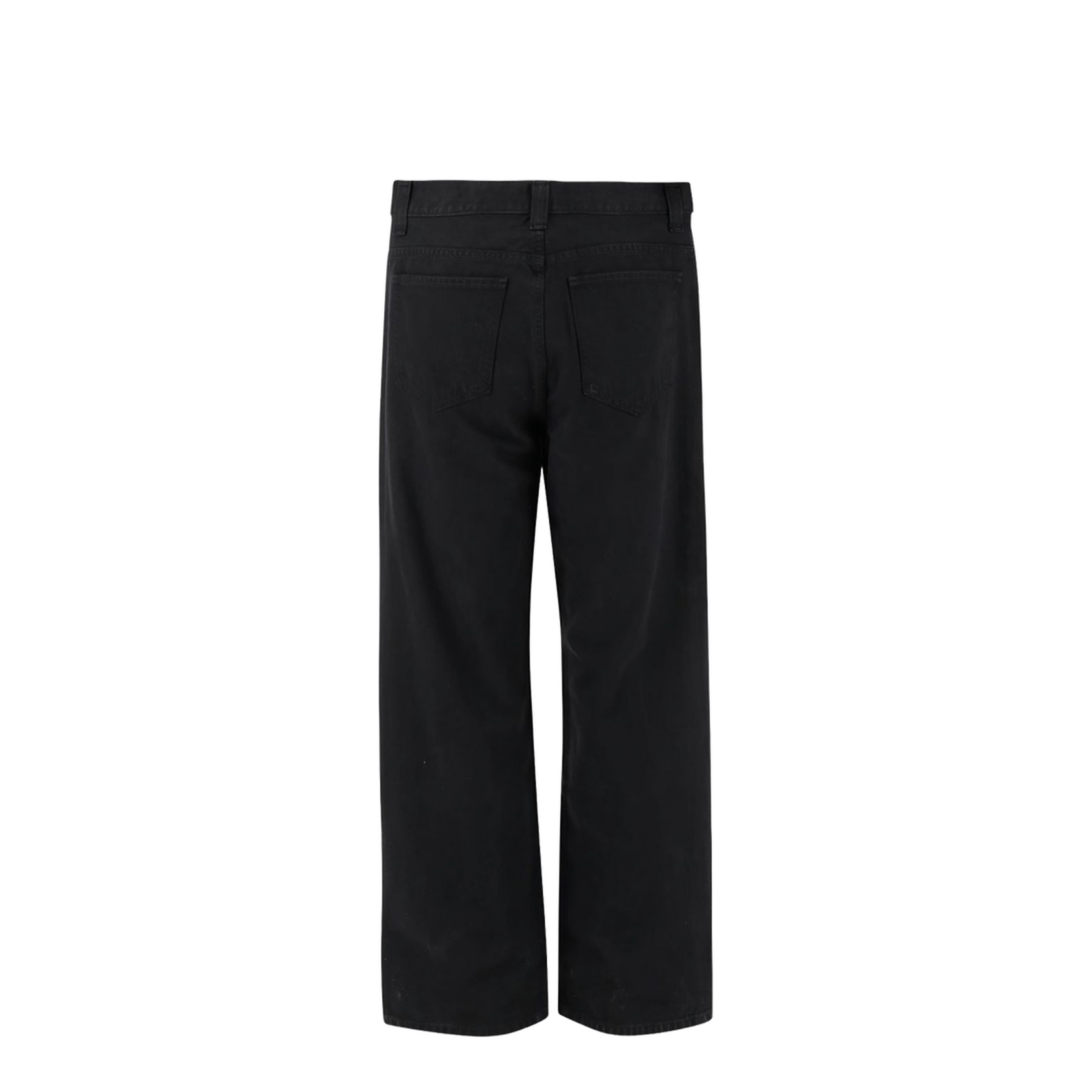 Black Cotton Five-Pocket Design Straight Leg Pants - Image 2