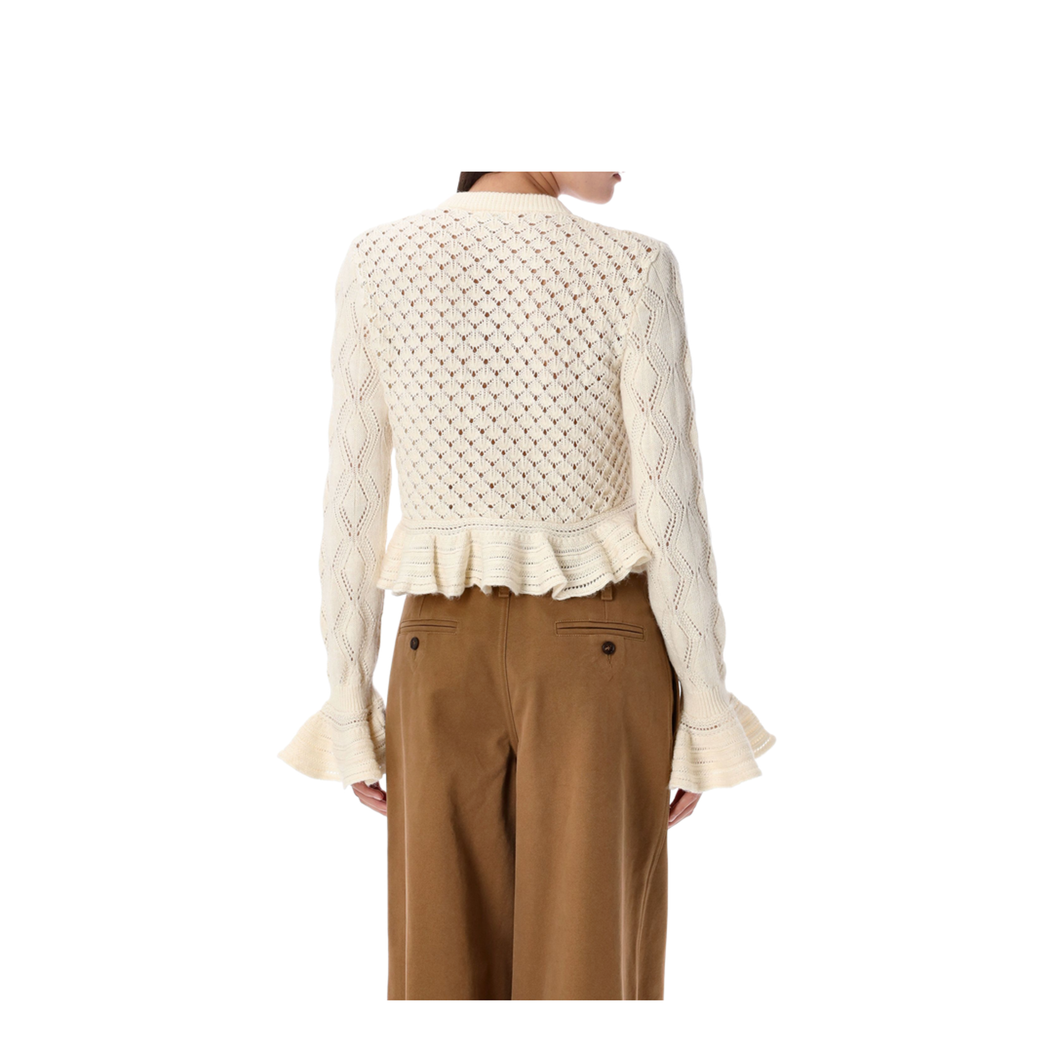 Ruffled Logo Cardigan in Silk, Alpaca & Cotton Knit - Image 2