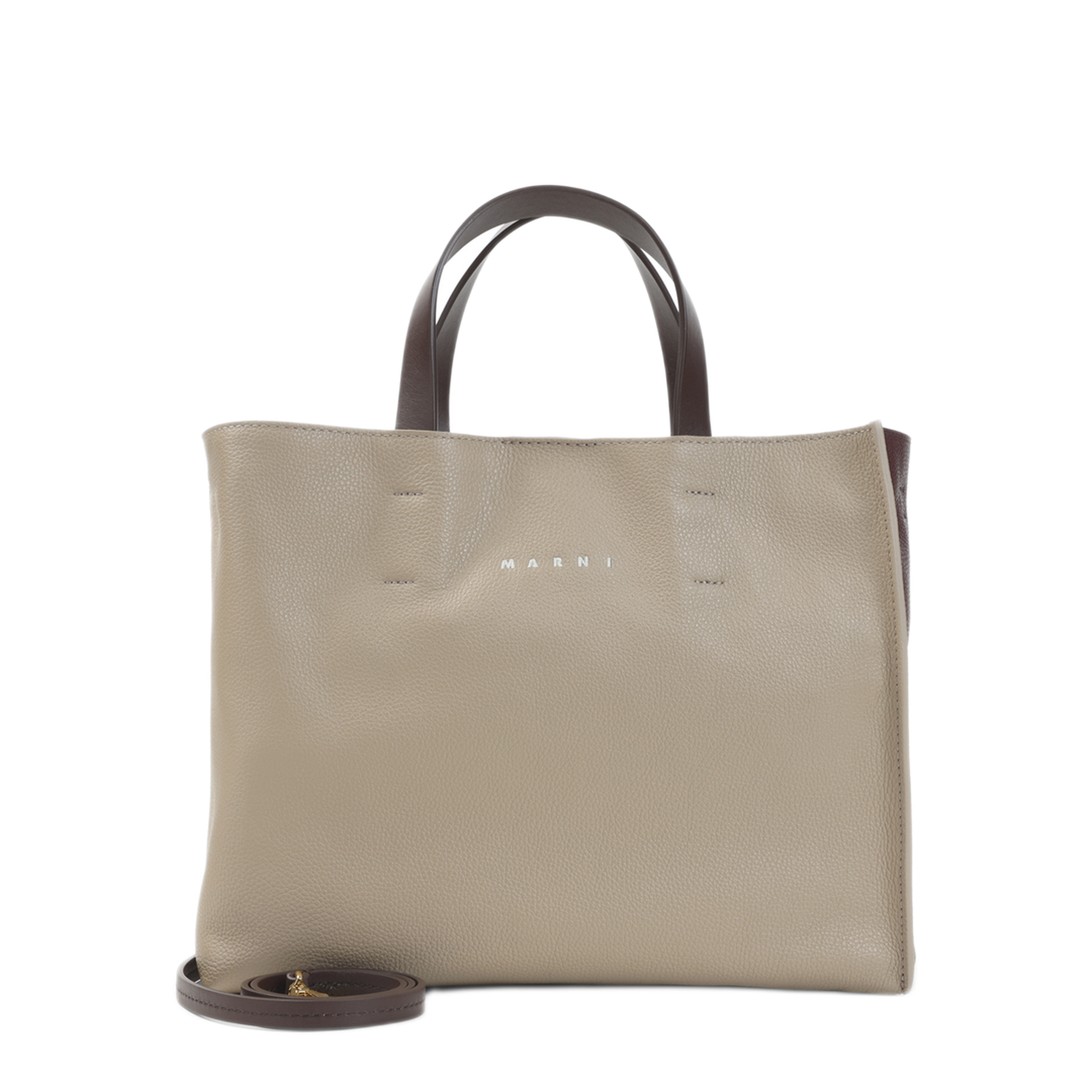 Museo Soft Calf Leather Tote - Moonstone / Dark Burgundy - Image 2