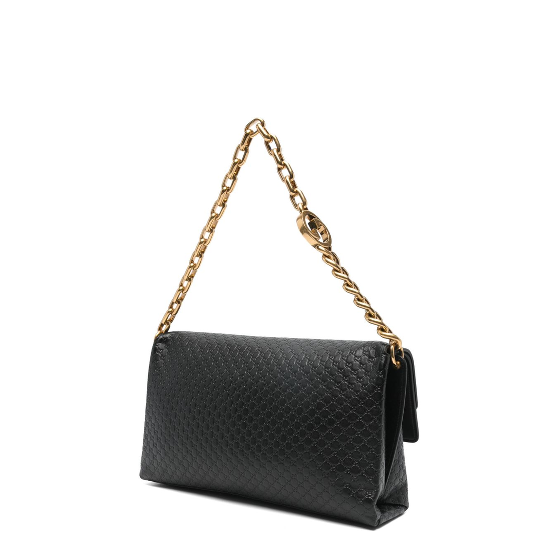 Large GG Leather Shoulder Bag - Black - Image 4