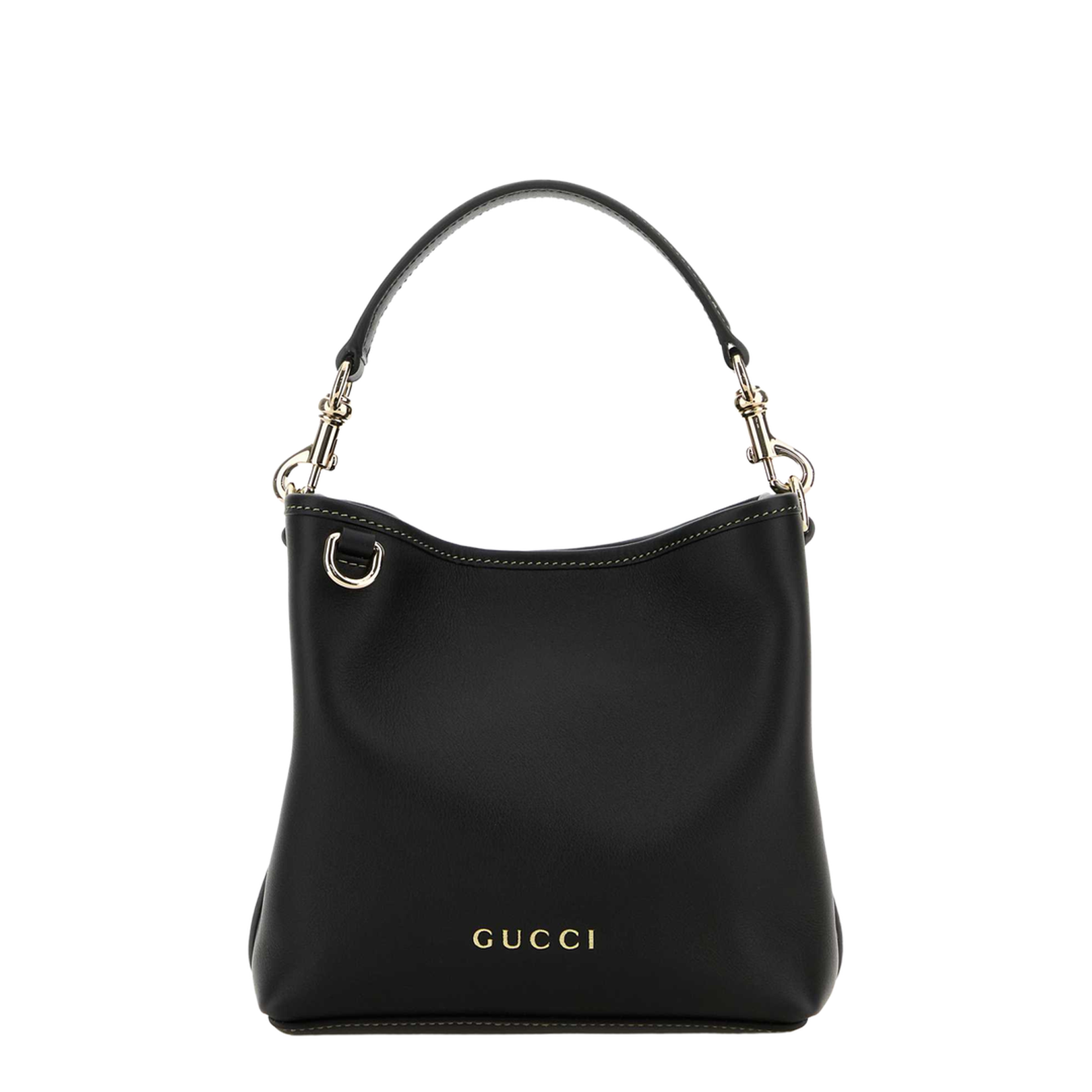GG Emblem Leather Bucket Bag - Black - Image 2