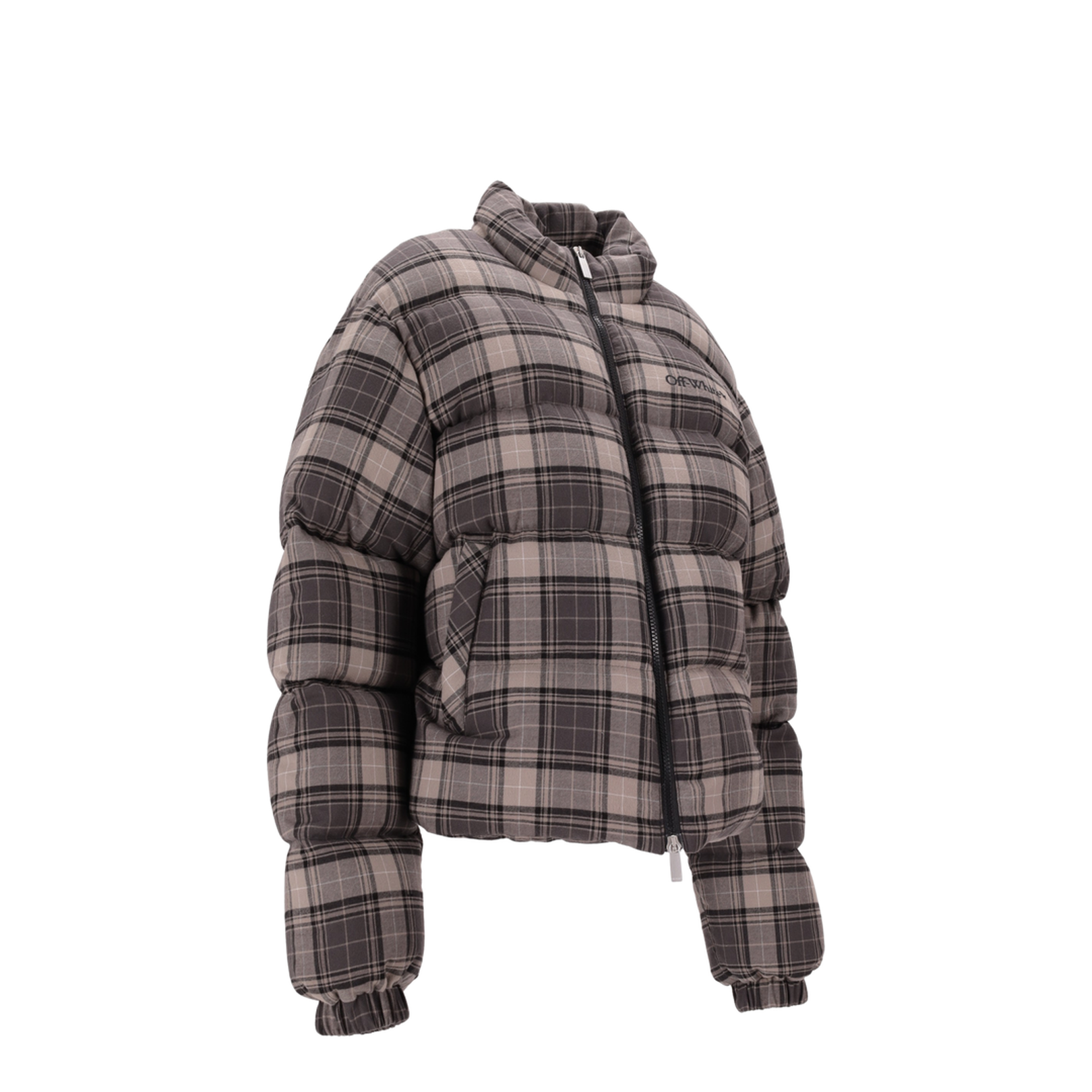 Spray Arr Check Flan Down Jacket Dark Grey - Image 2
