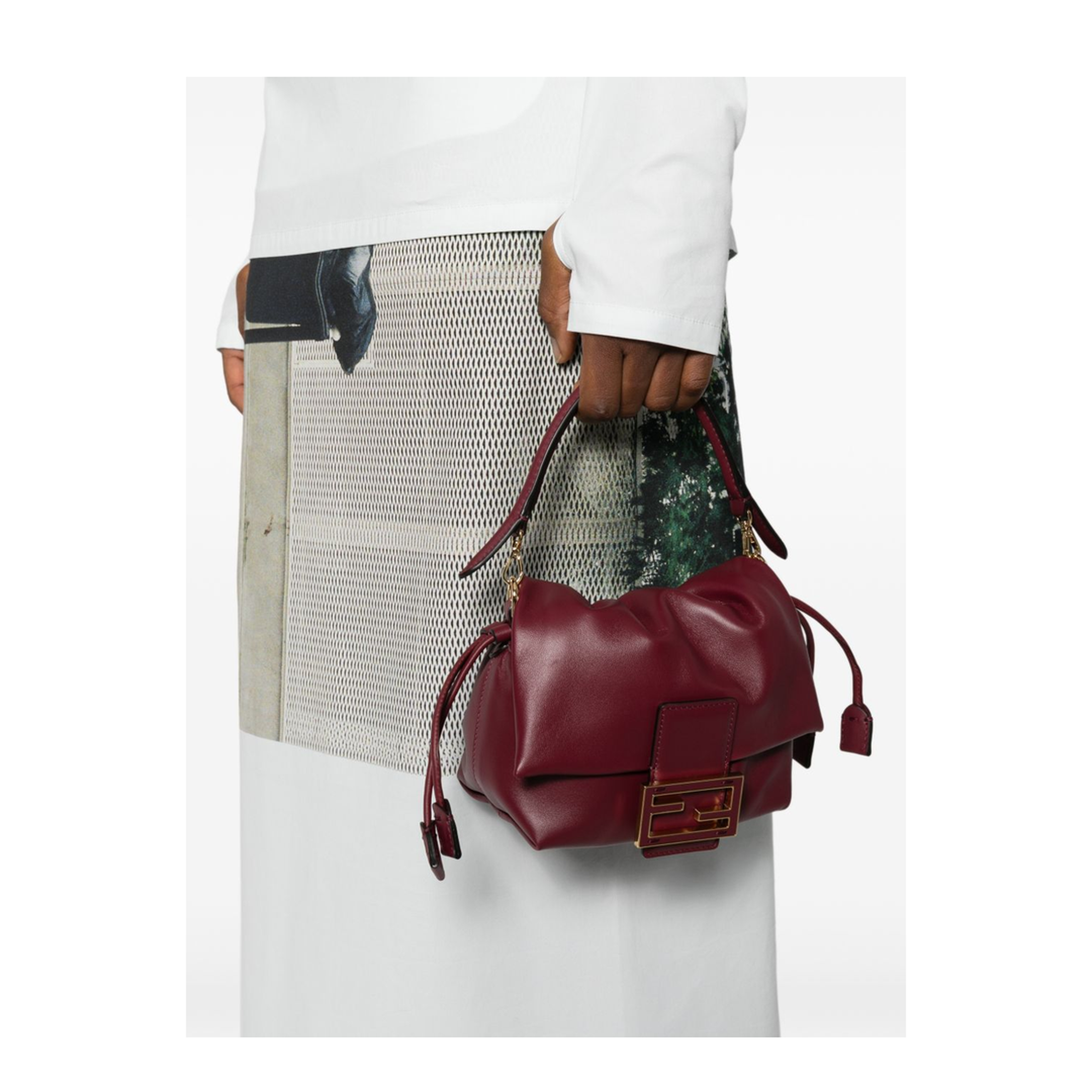 Mamma Baguette Small Nappa Leather Mini Bag - Burgundy - Image 3
