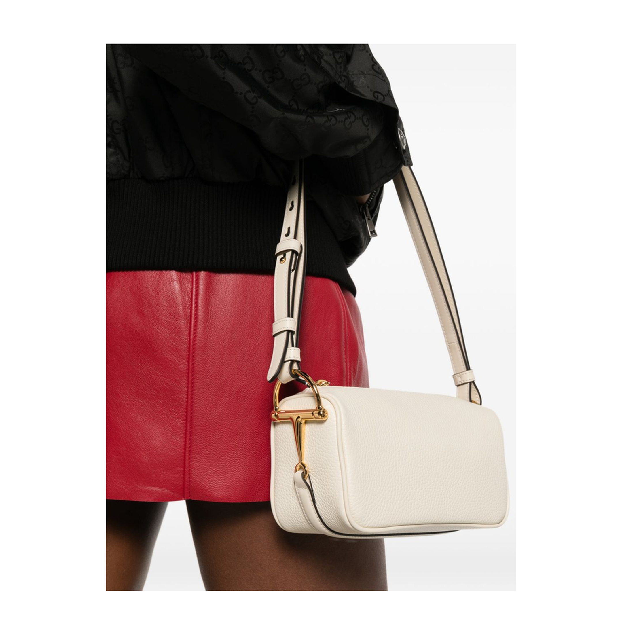 Half Horsebit Mini Soft Grain Leather Bag - Ivory - Image 2