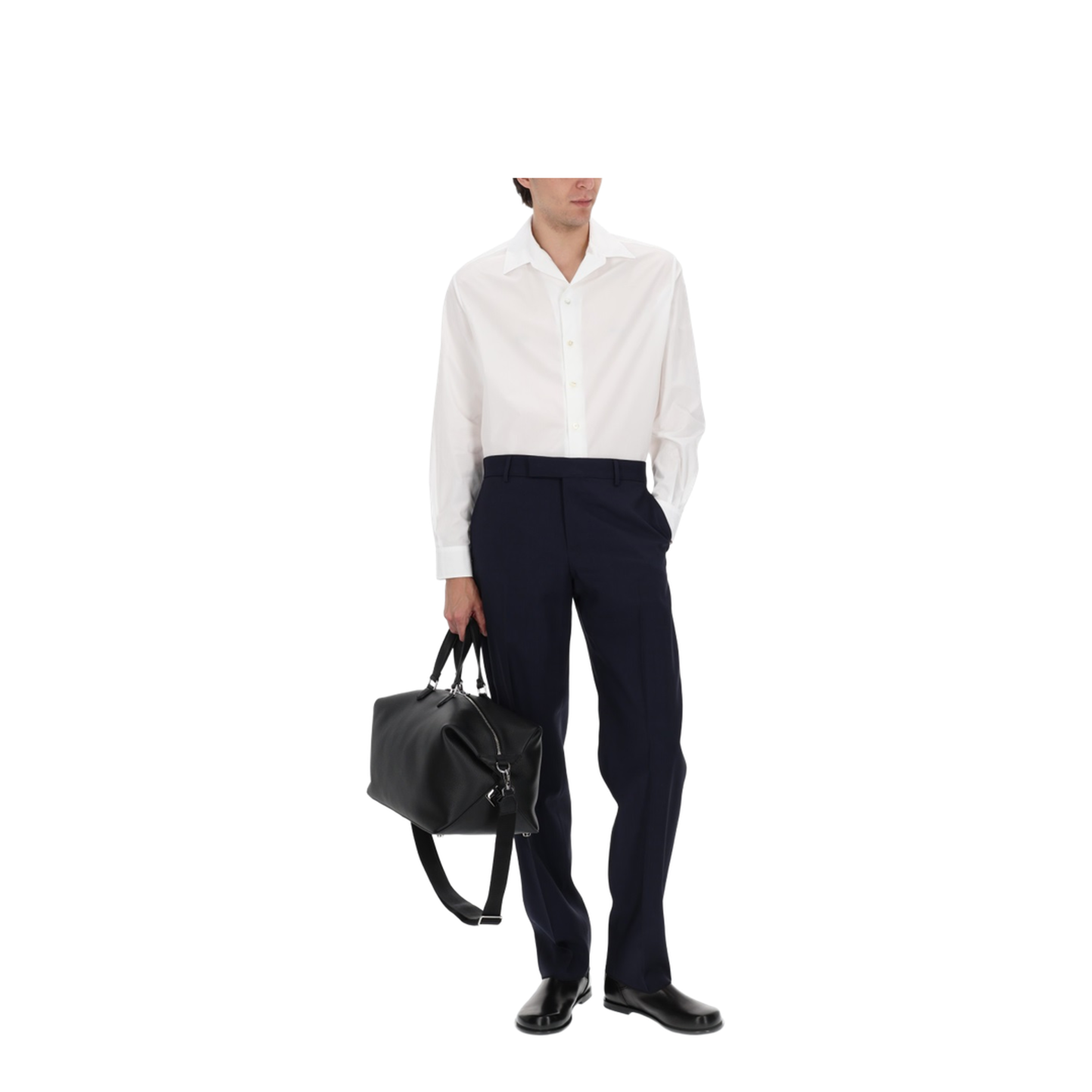 Dark Blue Wool Canvas Trousers - Image 2