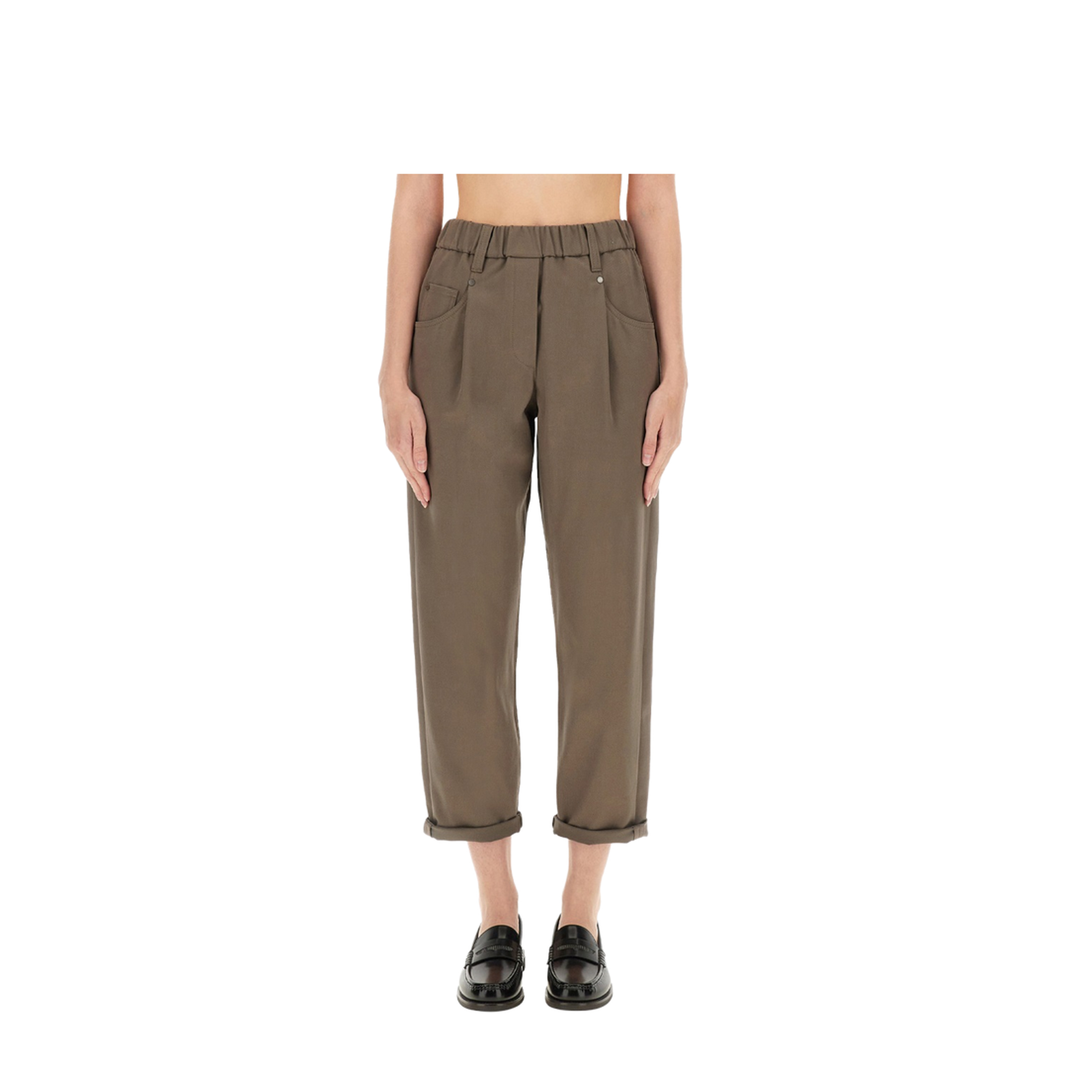 Shiny Bartack Pants Brown - Image 1