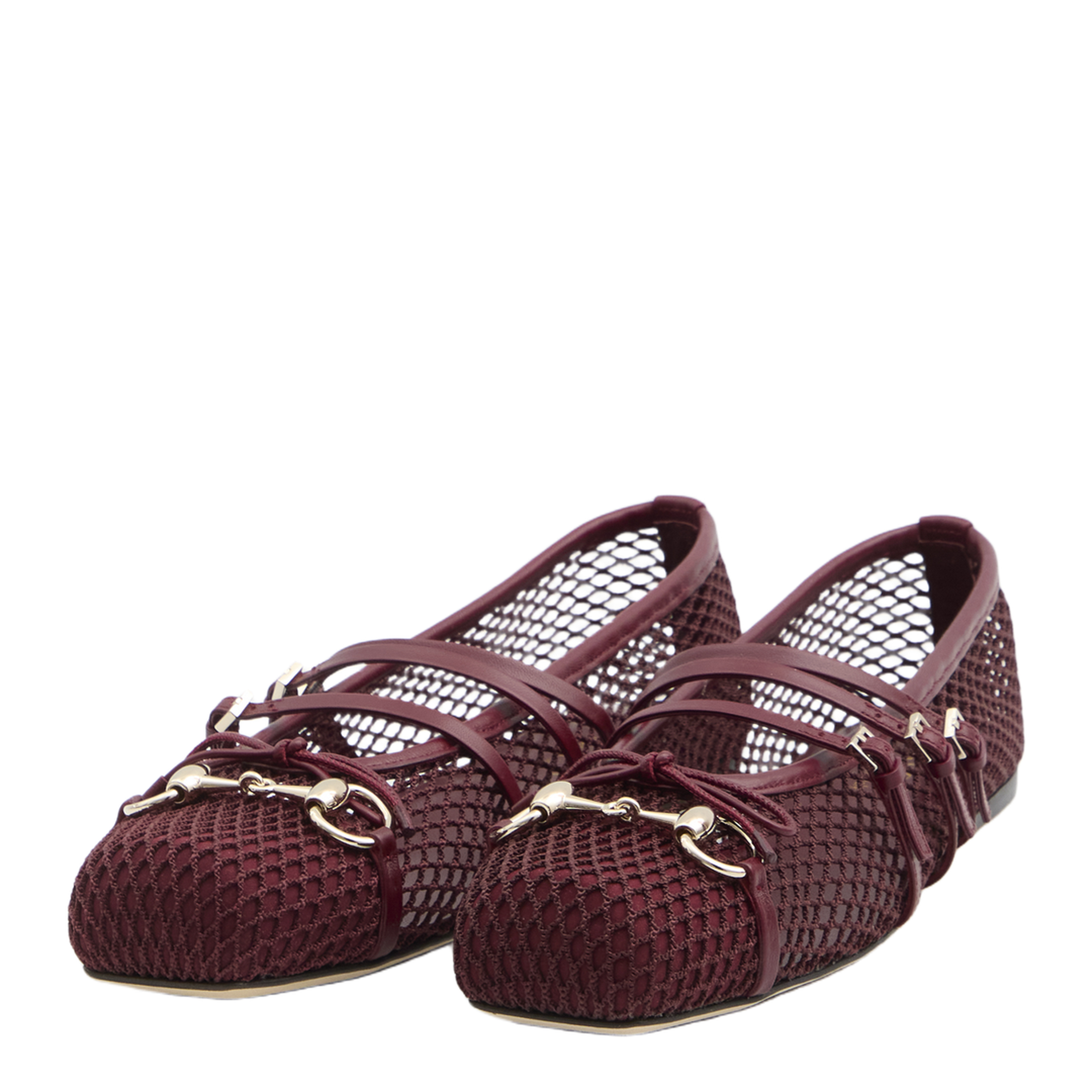 Horsebit Ballet Flat in Rosso Ancora Mesh - Image 2