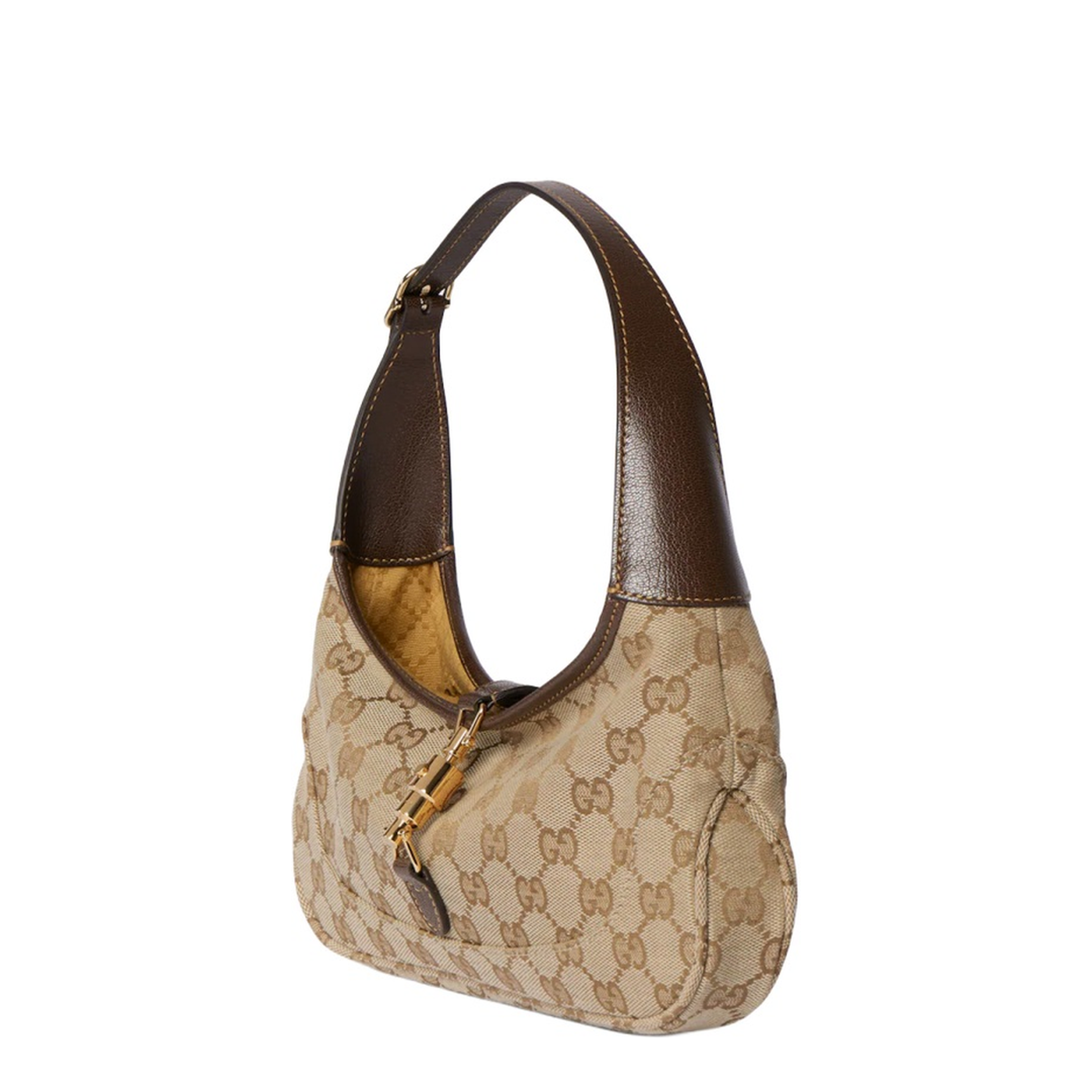 Jackie Slim Medium GG Canvas Shoulder Bag - Sand and Dark Brown - Image 4