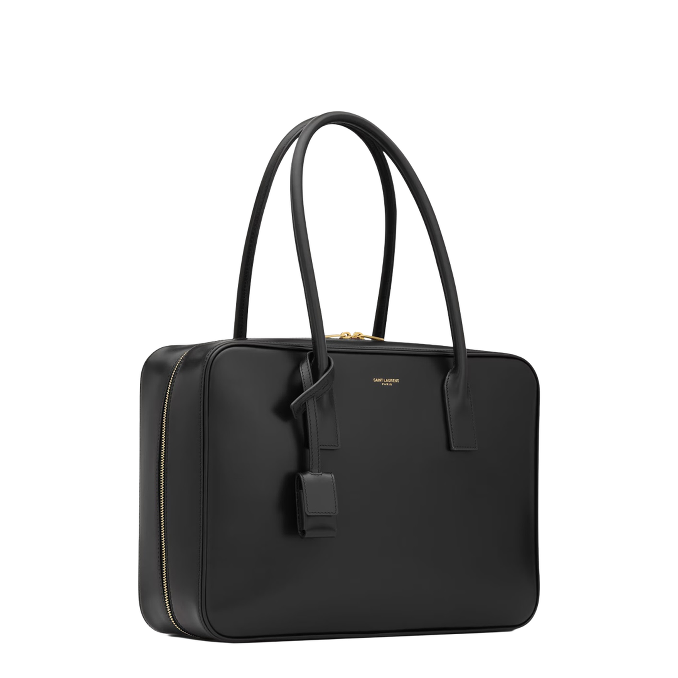 Box Leather Handbag with Metal Padlock Detail - Image 2