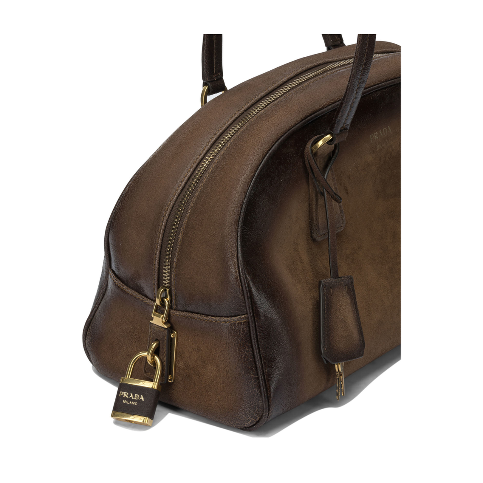 Bowling Medium Suede Handbag - Cocoa Brown - Image 4