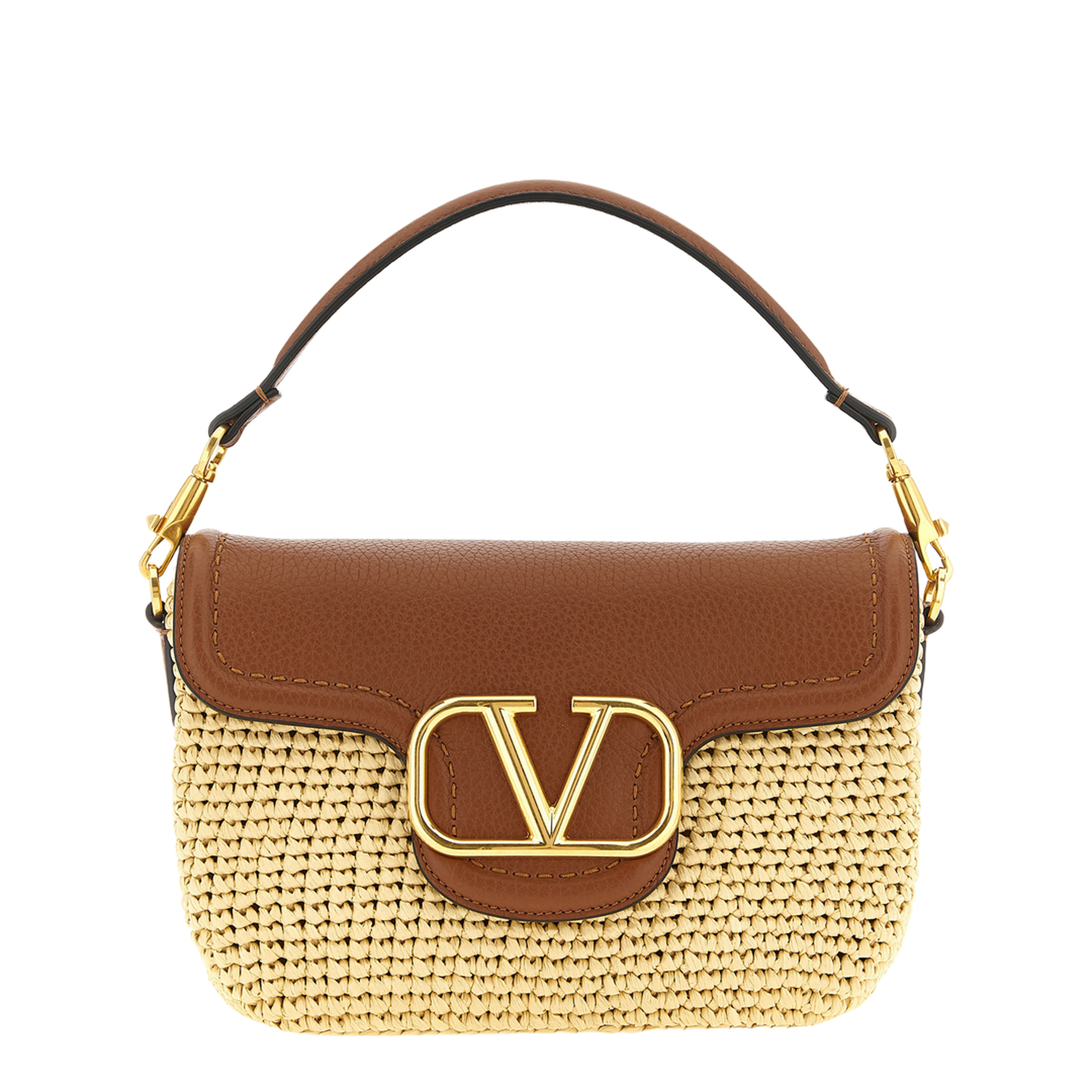 Alltime Raffia & Calfskin Shoulder Bag - Selleria Brown/Natural - Image 1