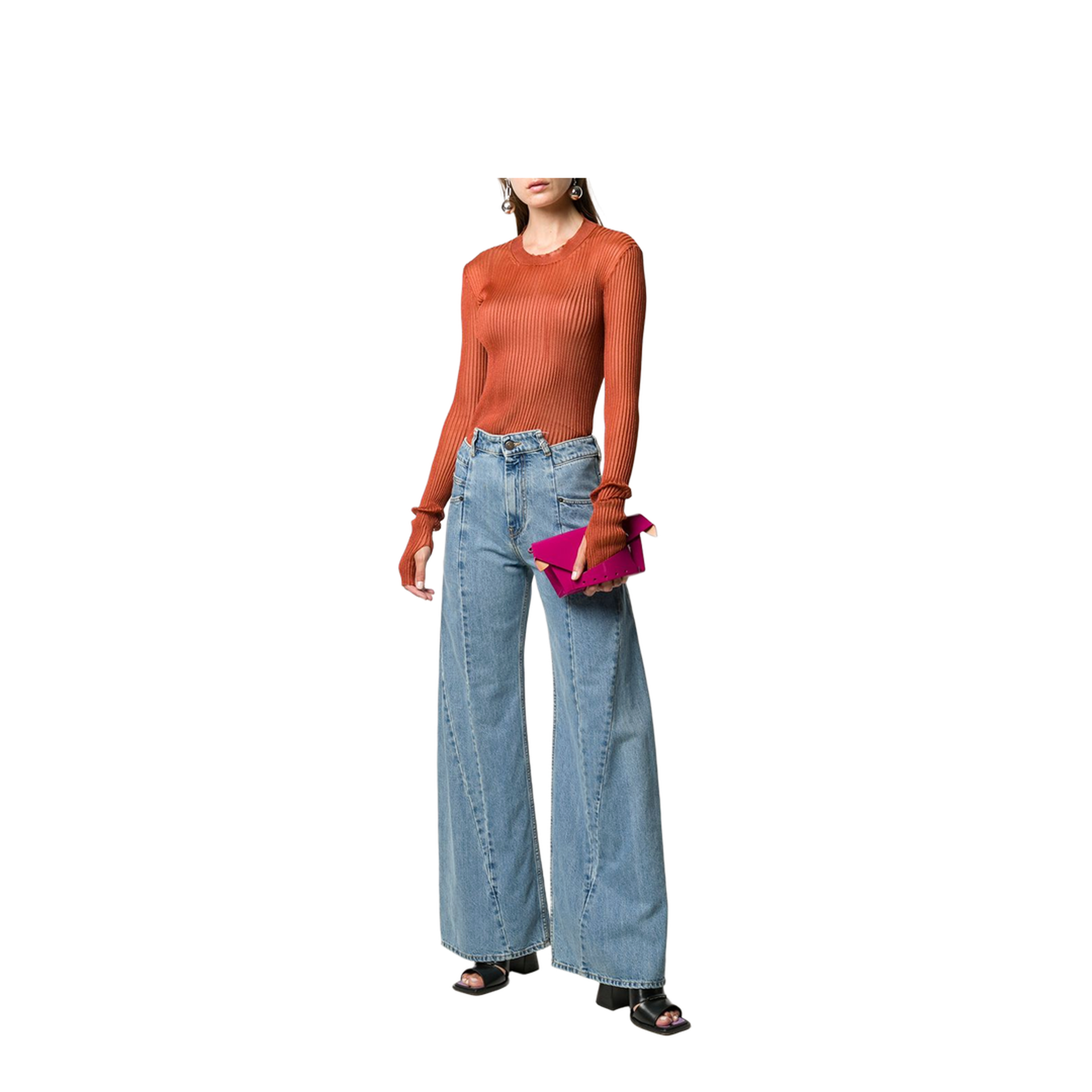 Blue Denim Regular-waisted Wide-leg Jeans - Image 7