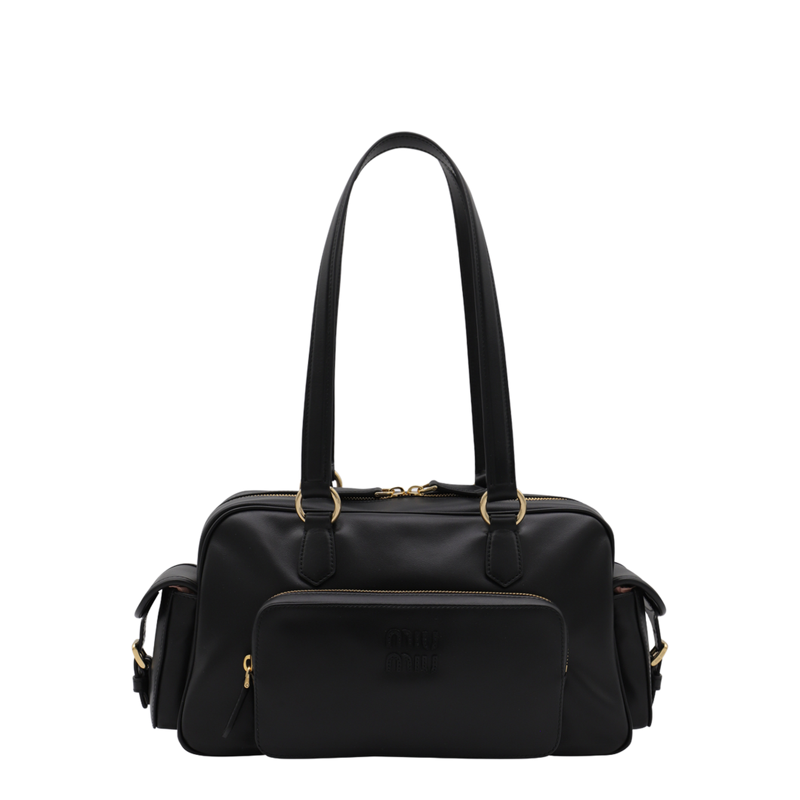 Black Pocket Nappa Leather Top-handle Bag - Image 1