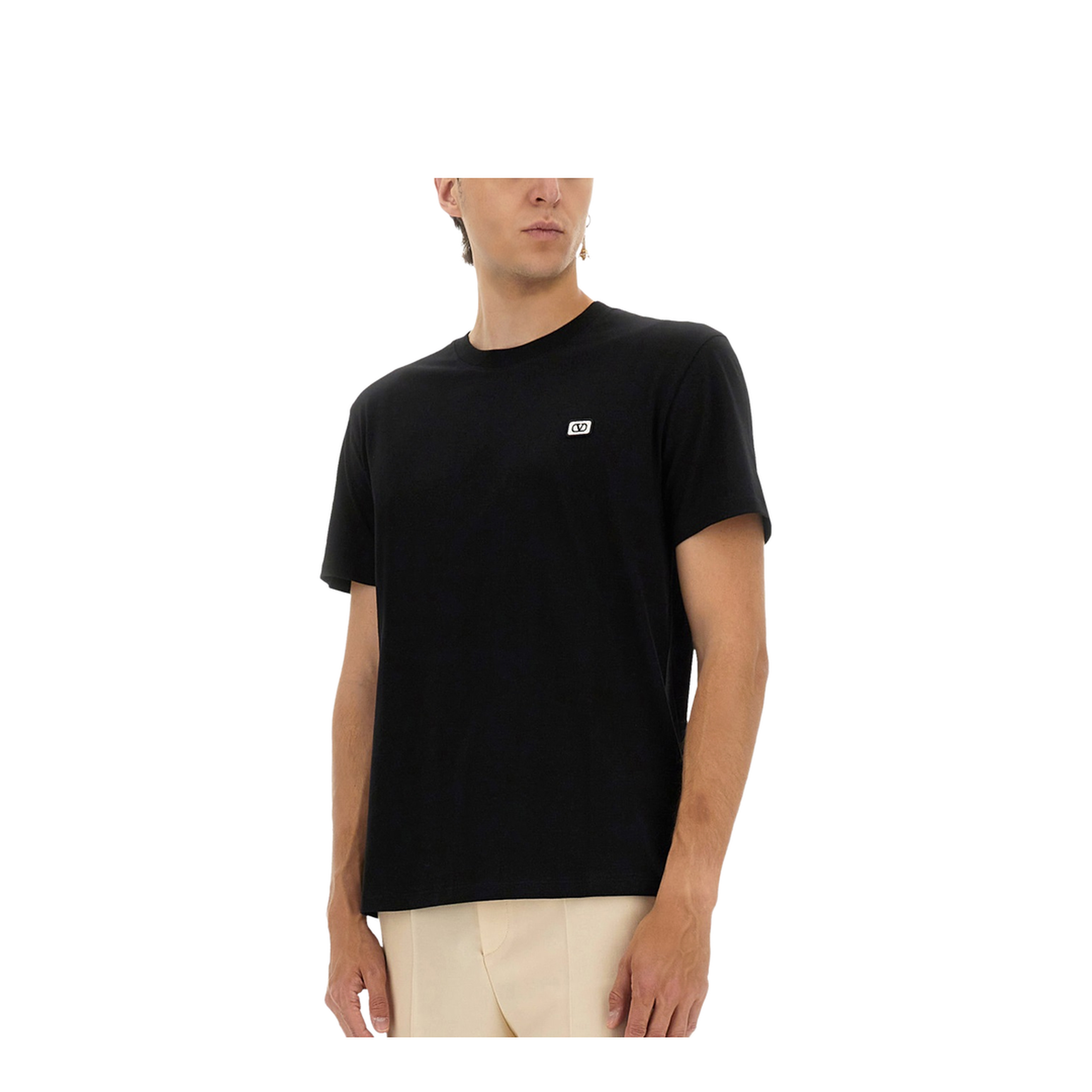 Black Crewneck T-Shirt with VLogo on the Front - Image 4