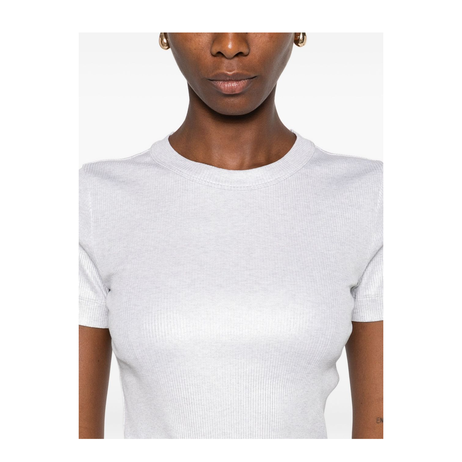 Cotton Blend Ribbed Texture Round Neck Short Sleeves - Image 5