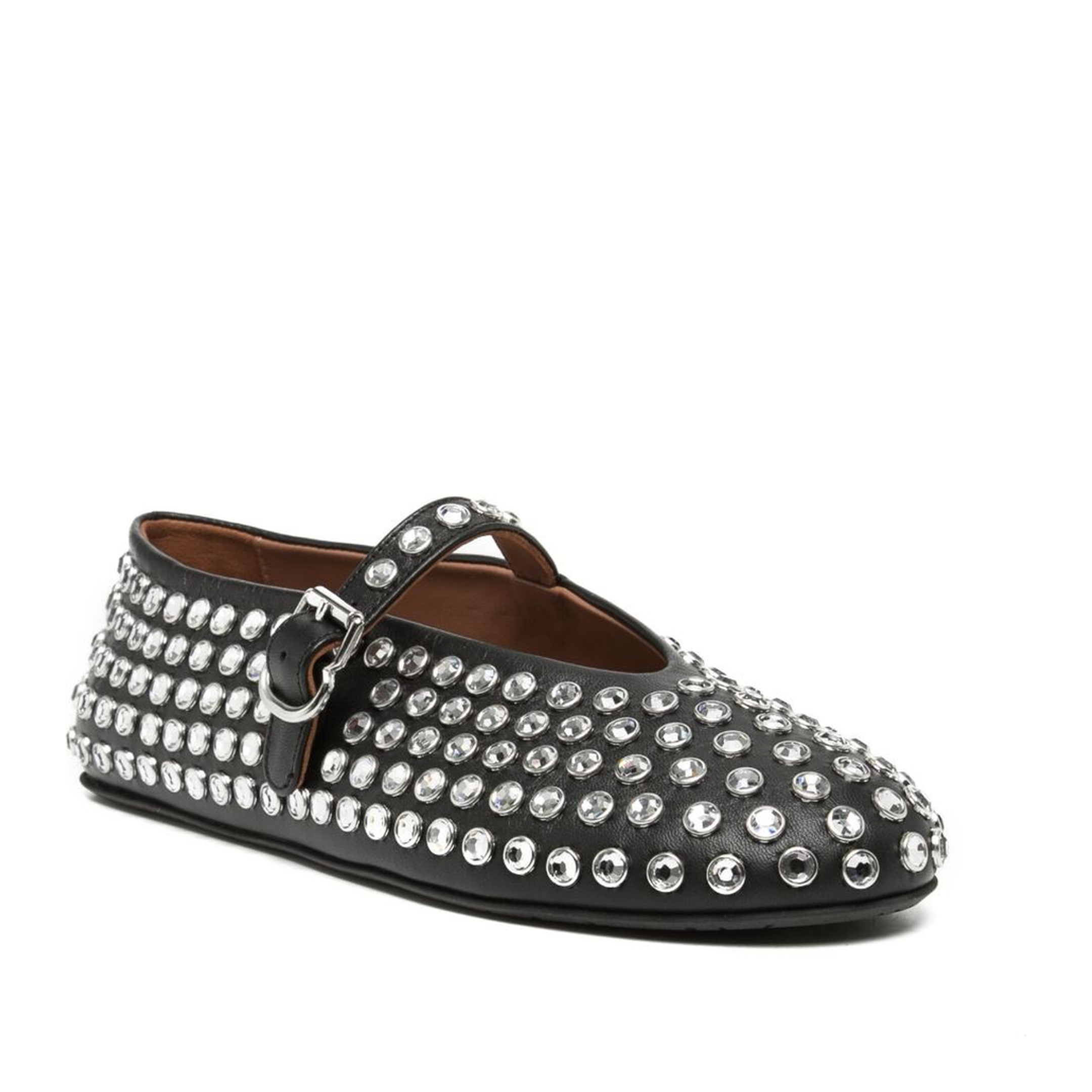 Noir Strass Lambskin Ballet Flats - Image 3