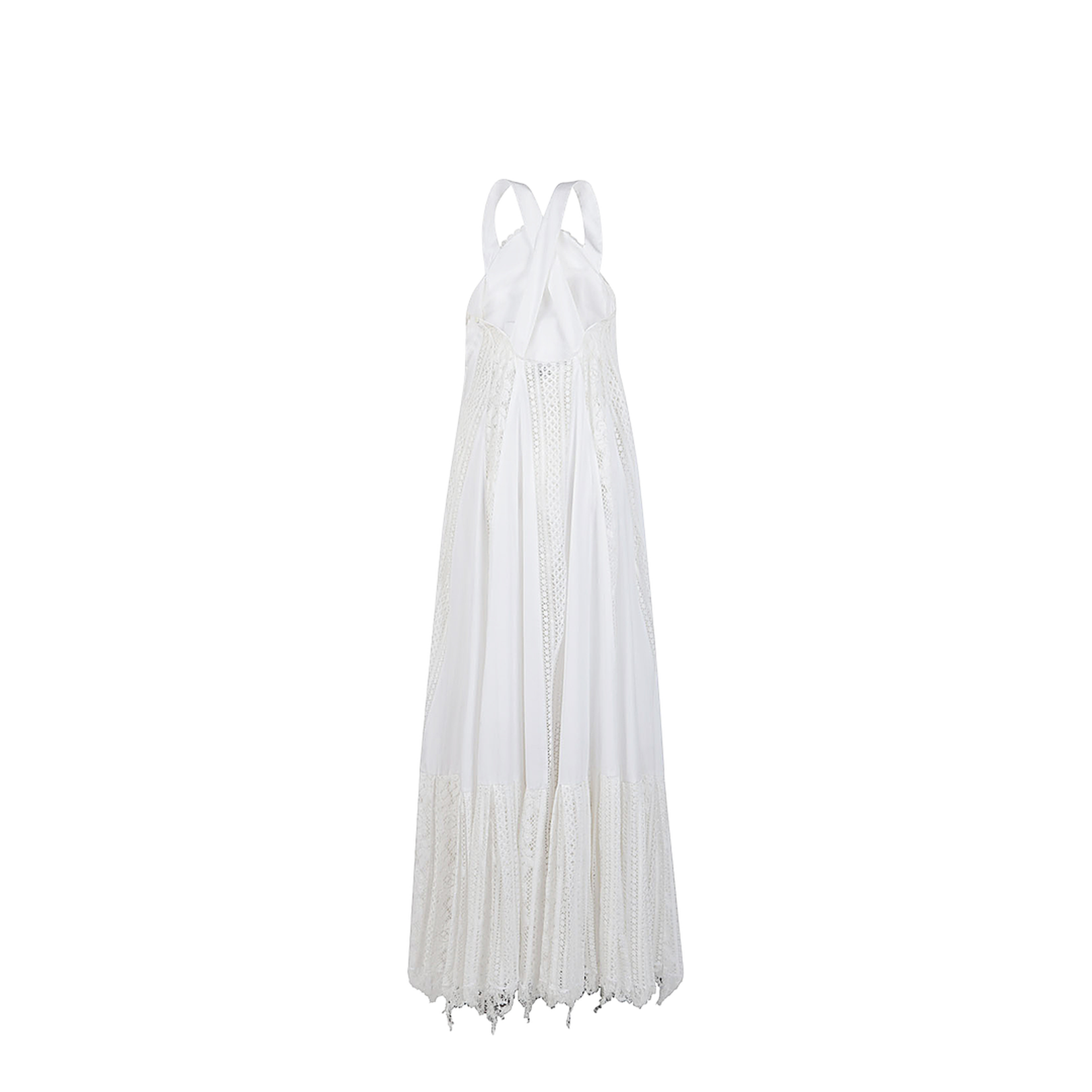 Dress in Light Cotton Poplin with Circular Lace Bodice - Image 2