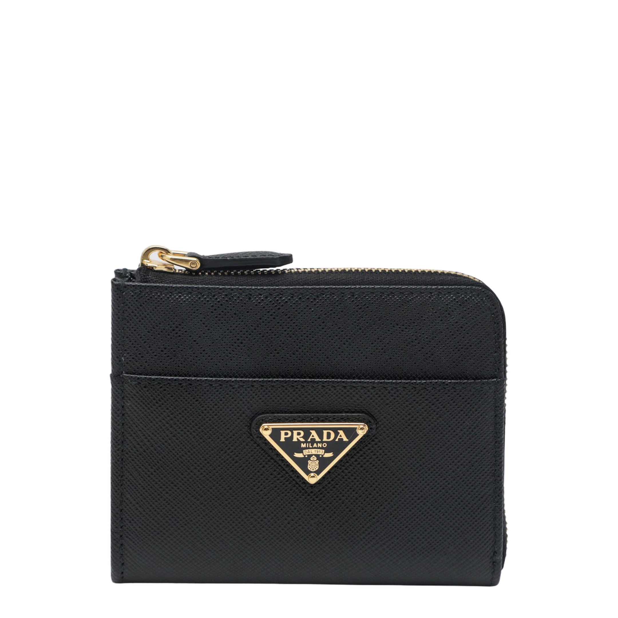 Small Saffiano Leather Zip-Around Wallet - Black - Image 1