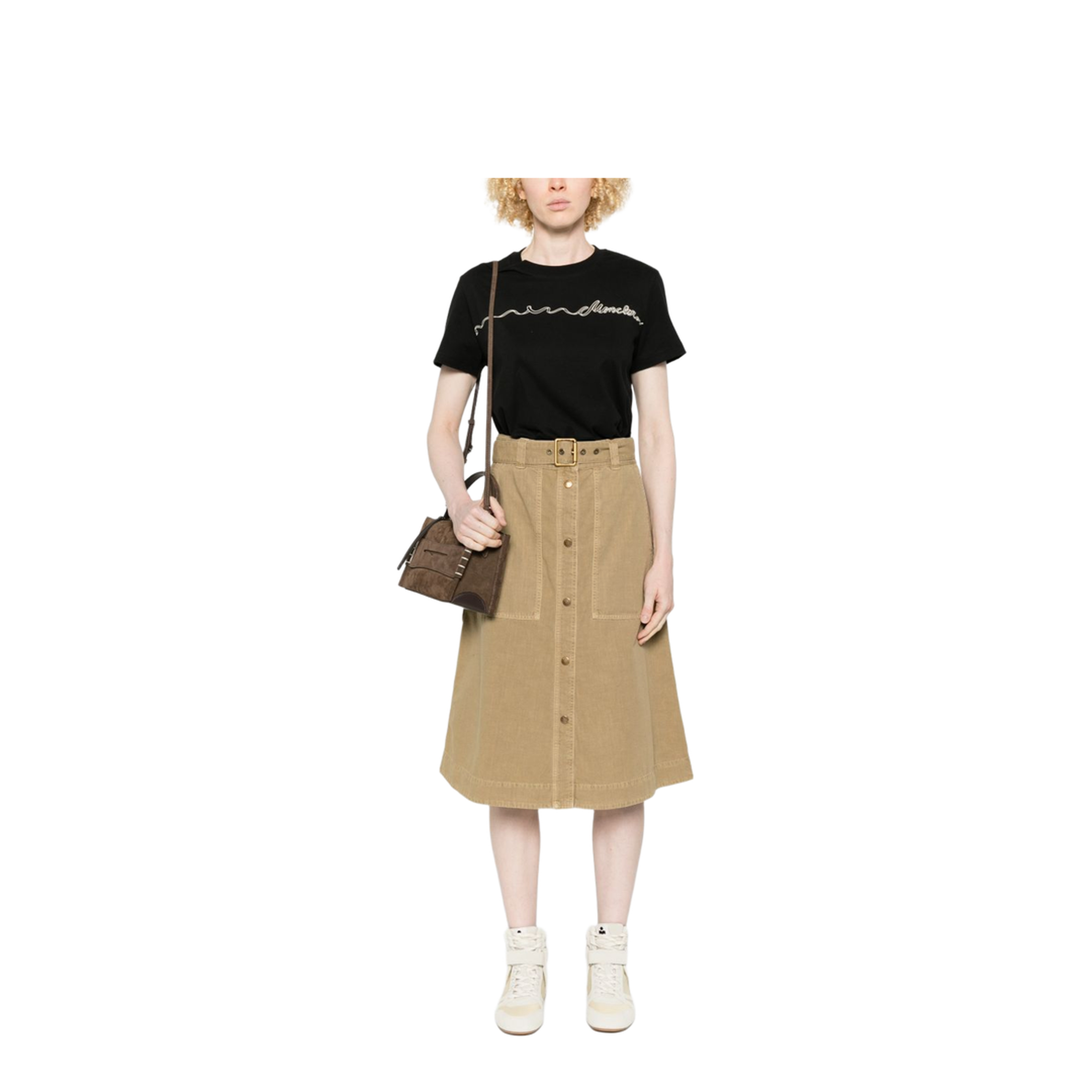 Cotton Midi Skirt With Belt - Image 4