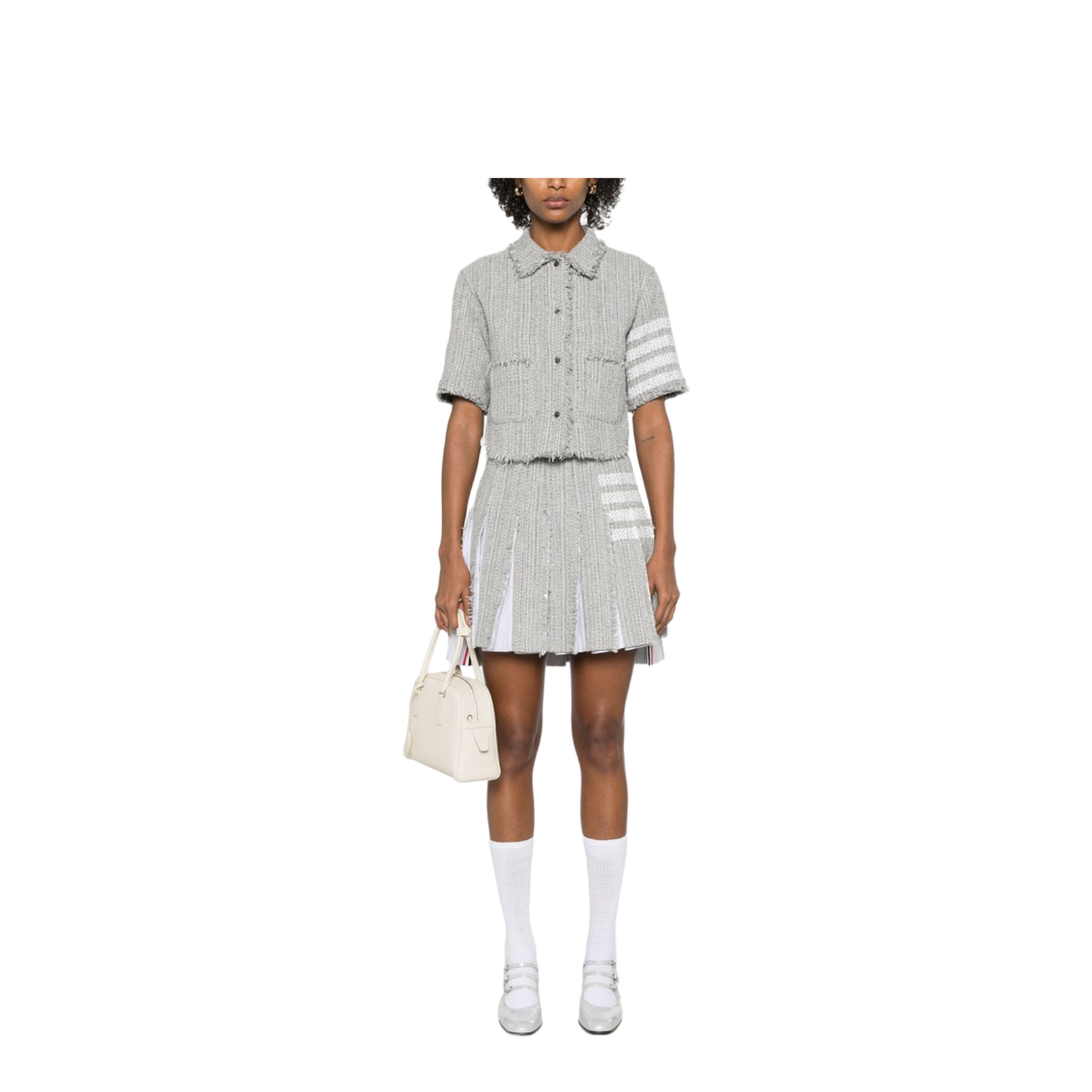 Solid Tweed 4-Bar Cropped Shirt Jacket - Image 5