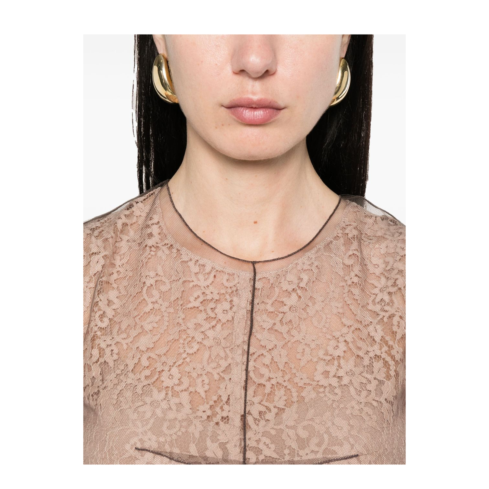 Concealed Rear Hook and Zip Fastening Internal Slip Dress with Tulle Overlay and Rear Slit - Image 2