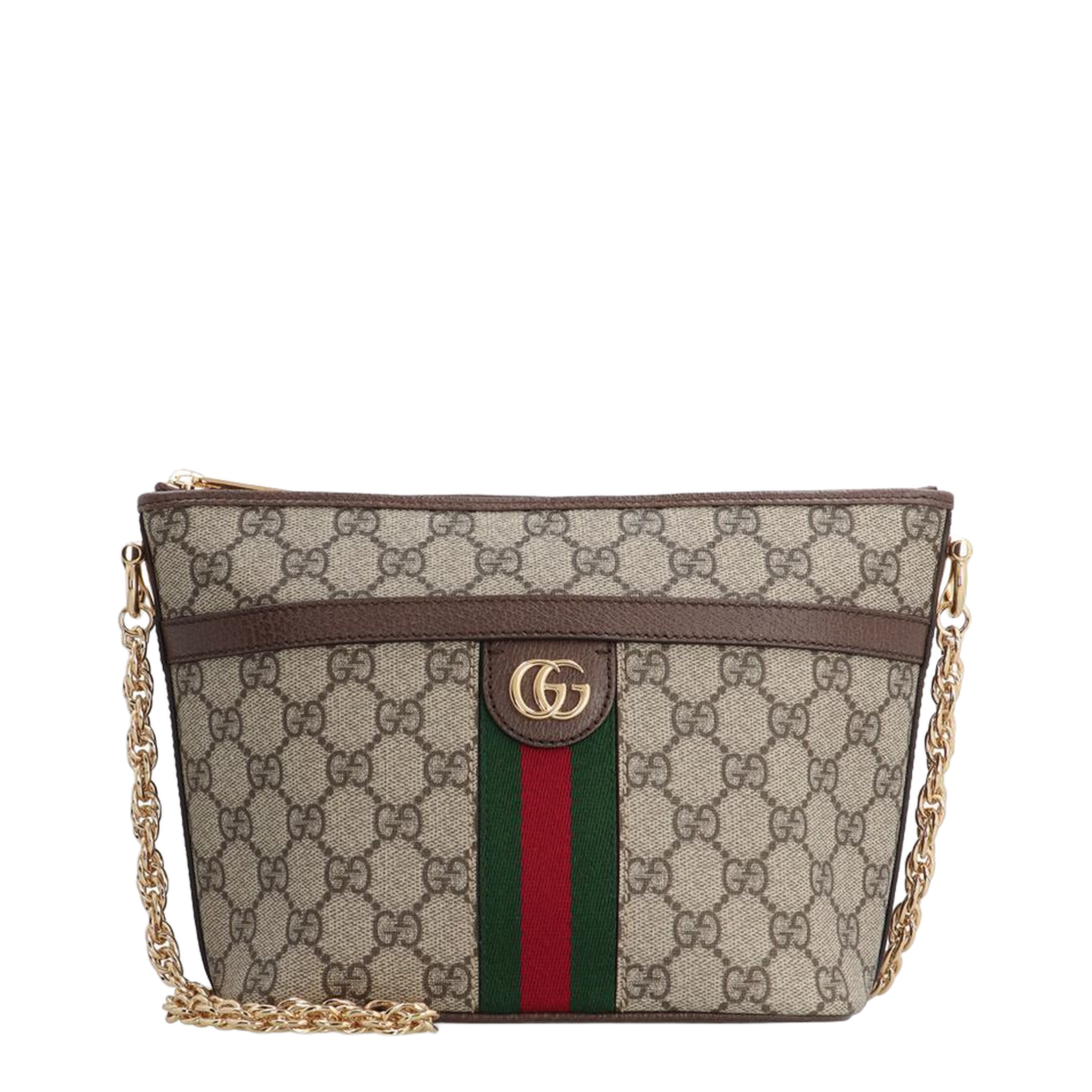 Ophidia Medium GG Supreme Canvas Shoulder Bag - Beige and Ebony - Image 1
